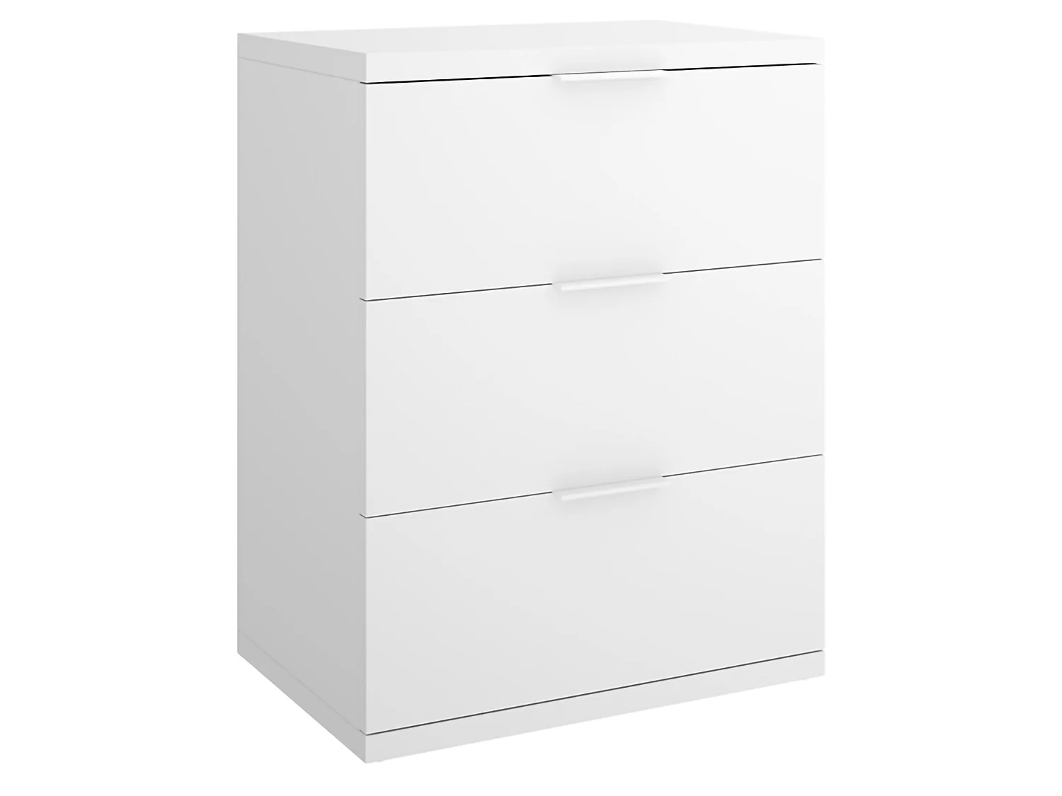 Comodino Sturgis, un Ripiano, 34x42x57h cm Bianco, 3 Cassetti, Apertura Scorrevole