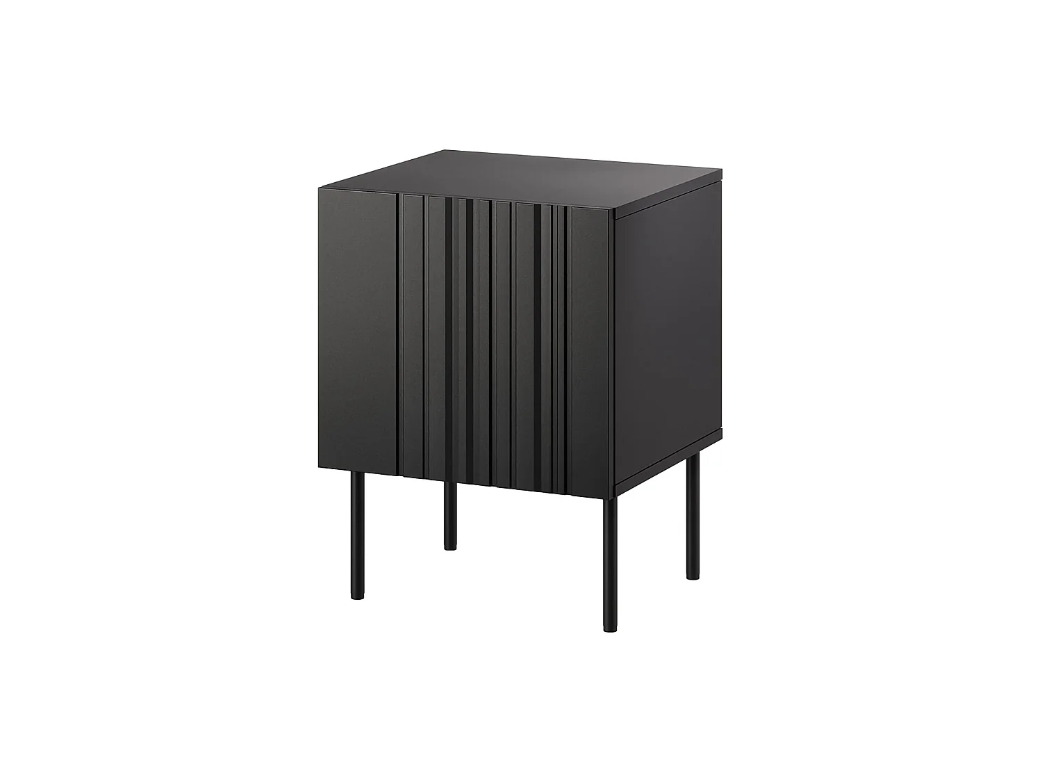 Comodino Russinem, un Ripiano, 59x42x45h cm Nero, Apertura Battente, Un'anta