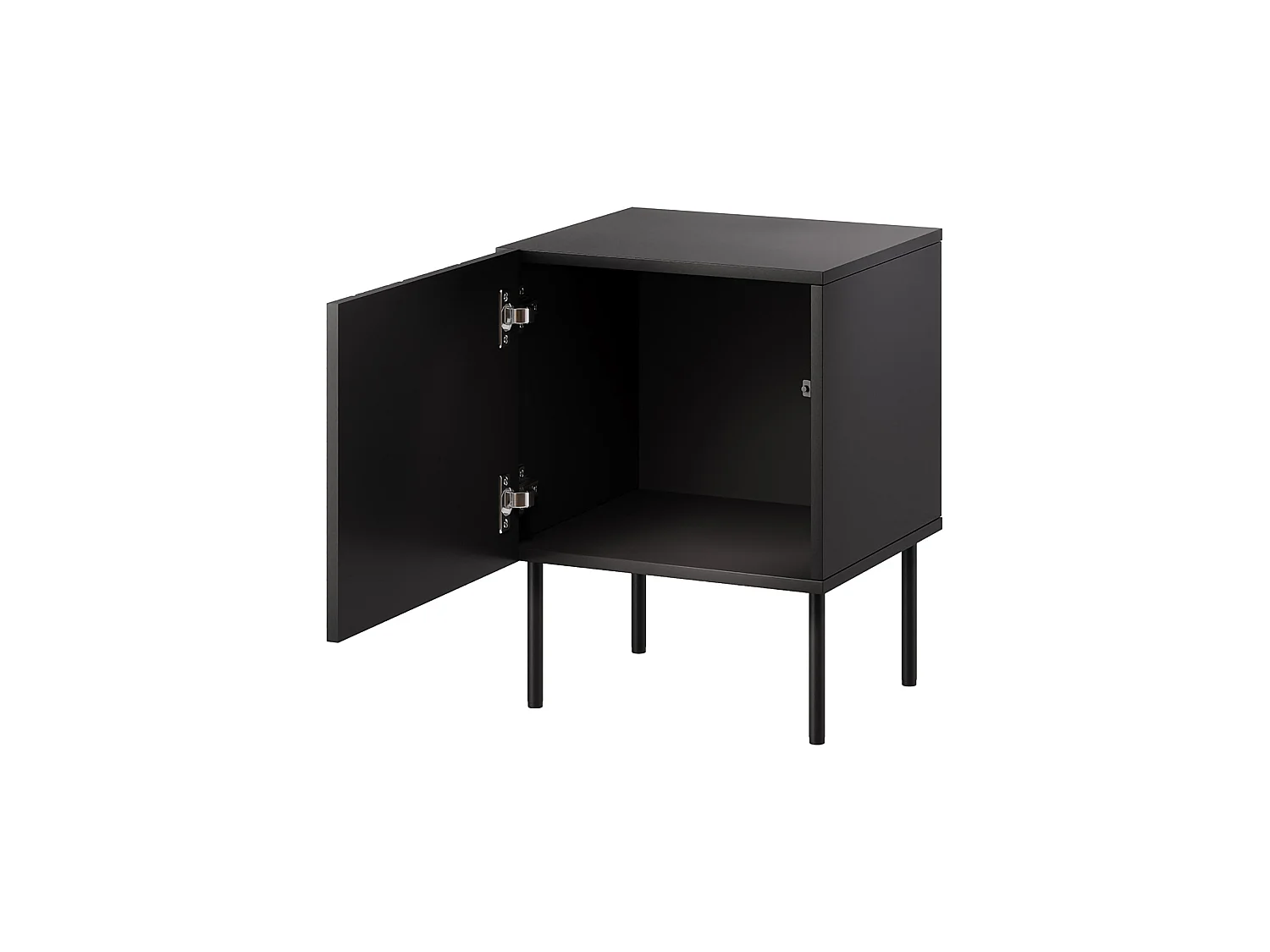 Comodino Russinem, un Ripiano, 59x42x45h cm Nero, Apertura Battente, Un'anta