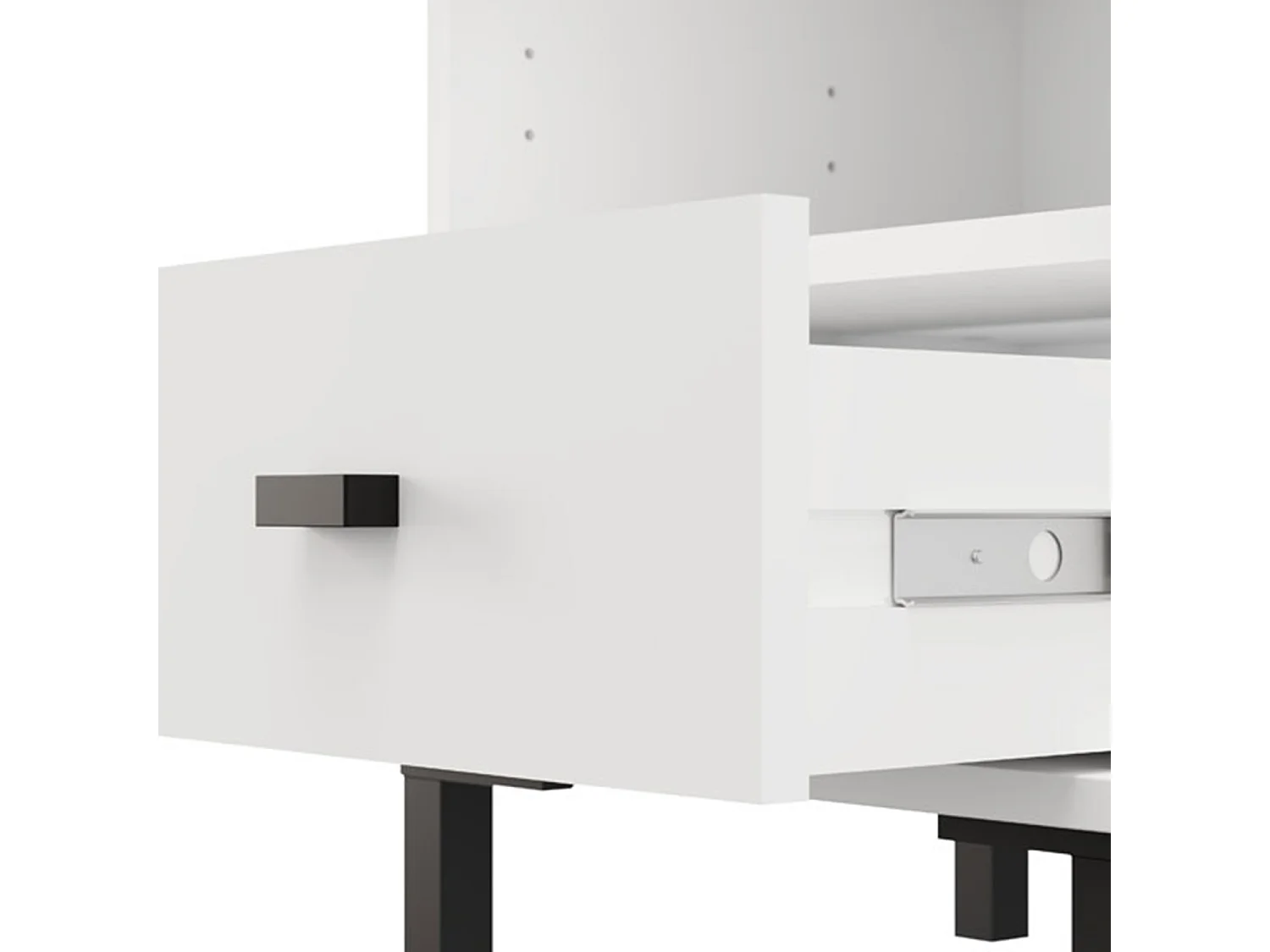 Comodino Ghadam, un Cassetto, 39x35x45h cm Bianco Opaco, 2 Ripiani, Apertura Scorrevole