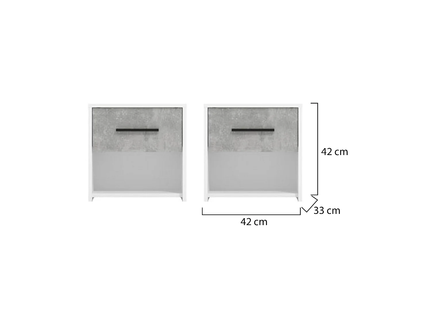 Comodino Secli, un Cassetto, 42x33x42h cm Bianco, un Ripiano, Apertura Scorrevole