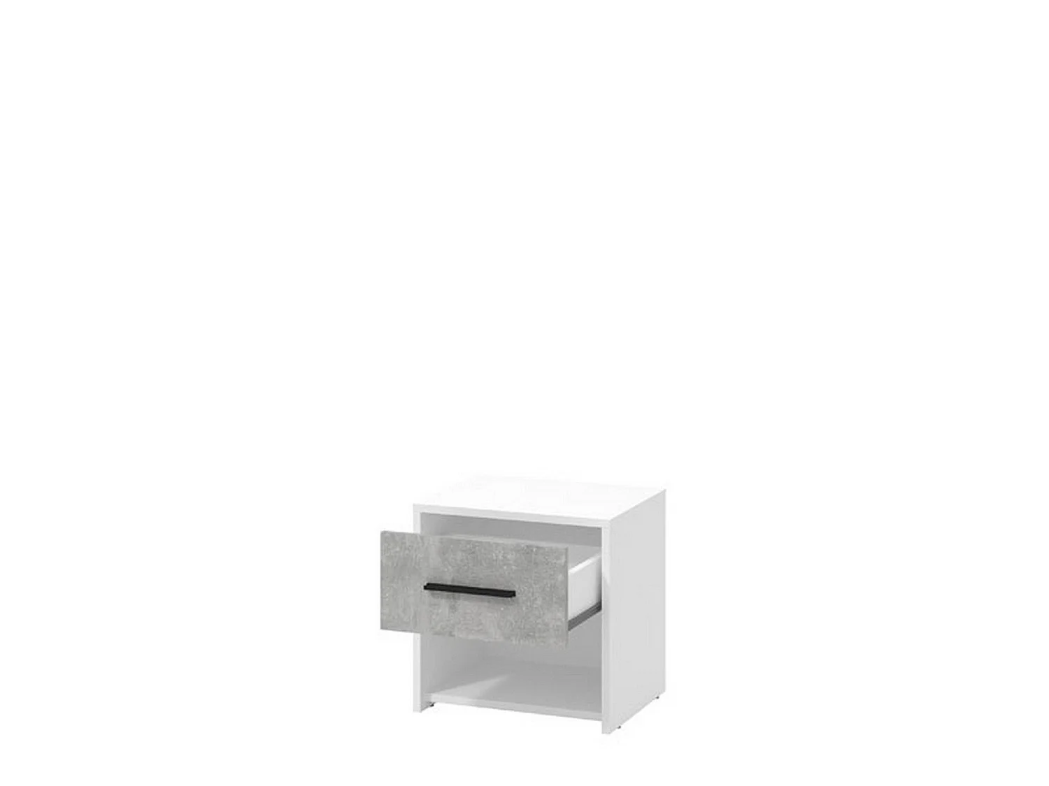 Comodino Secli, un Cassetto, 42x33x42h cm Bianco, un Ripiano, Apertura Scorrevole
