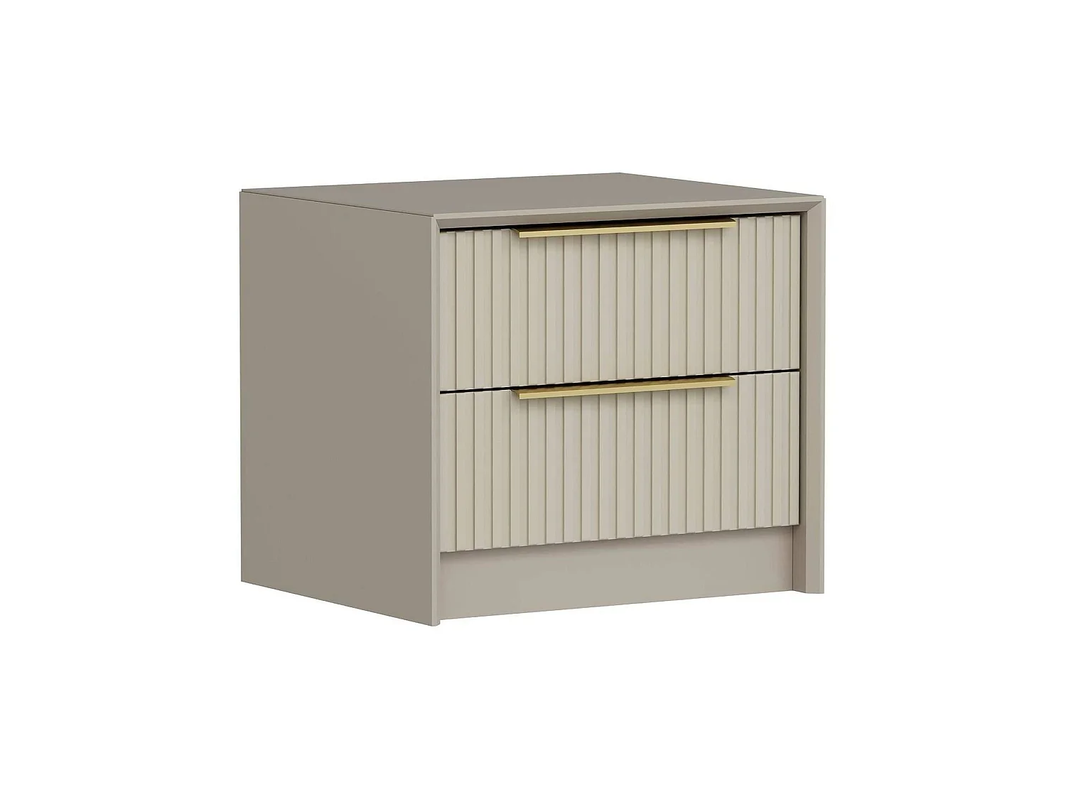 Nachttisch Moke, 2 Schubladen, 53x45x45h cm Betongrau, ein Ablagefach, Schiebeöffnung