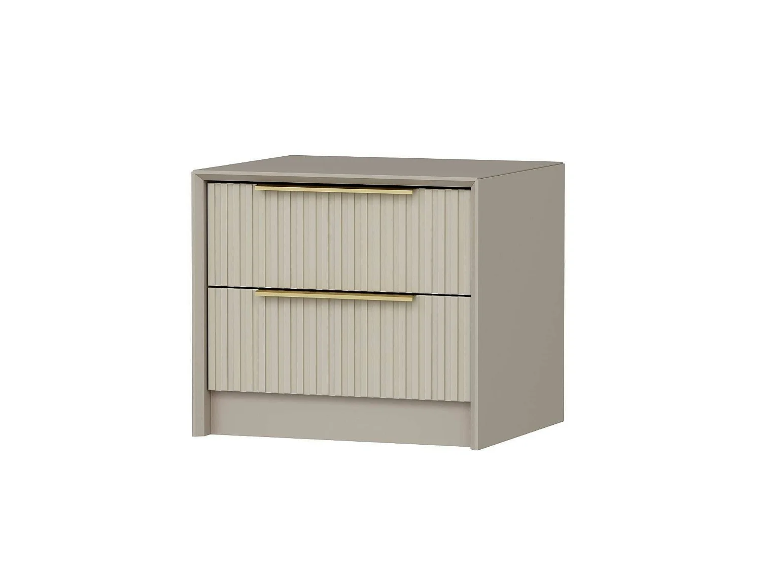 Nachttisch Moke, 2 Schubladen, 53x45x45h cm Betongrau, ein Ablagefach, Schiebeöffnung