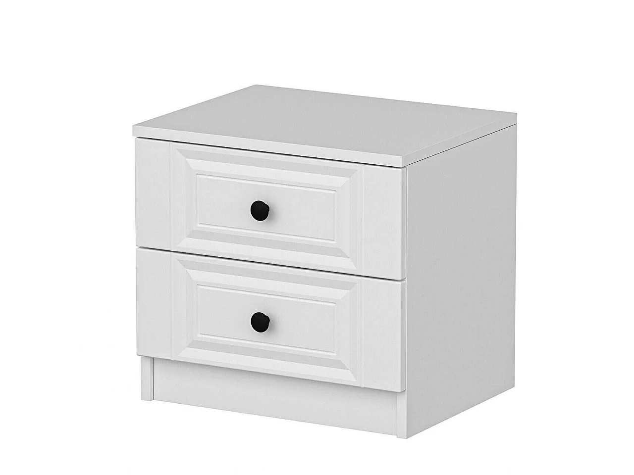 Nachttisch Ismael, 1 Ablage, 72x42x77h cm, Weiß, 2 Schubladen, Schiebeöffnung