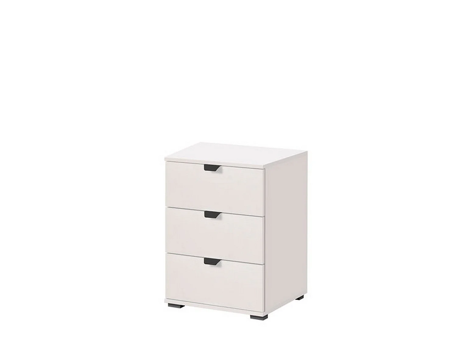 Comodino Talana, un Ripiano, 45x40x63h cm Bianco, 3 Cassetti, Apertura Scorrevole