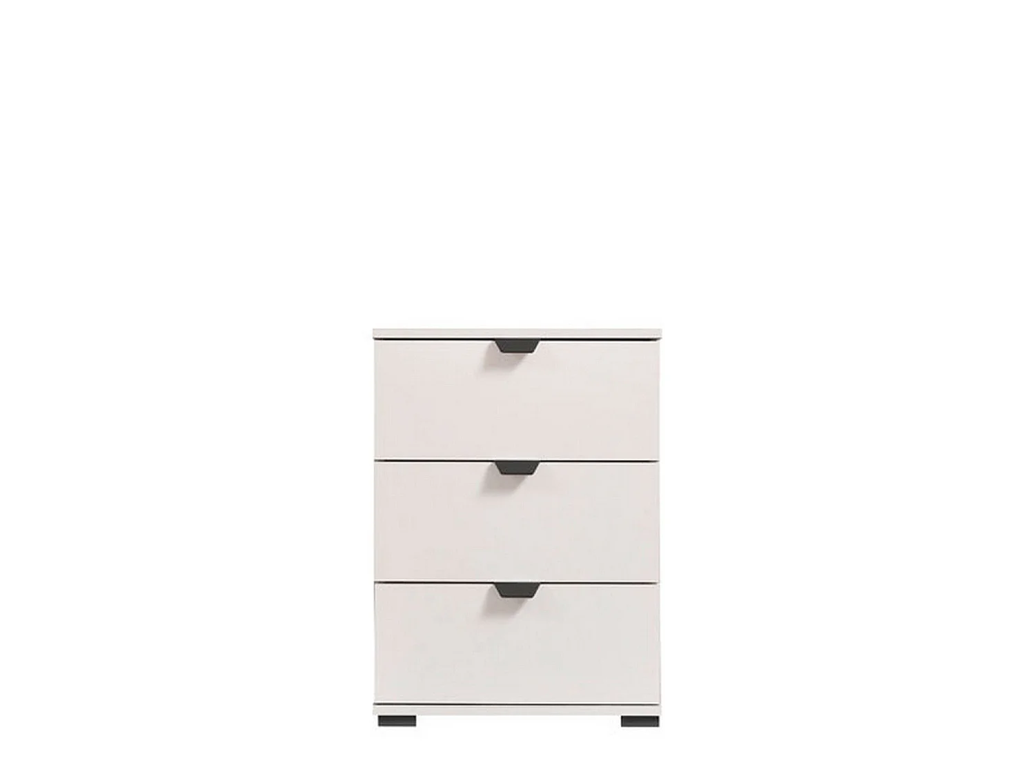 Comodino Talana, un Ripiano, 45x40x63h cm Bianco, 3 Cassetti, Apertura Scorrevole