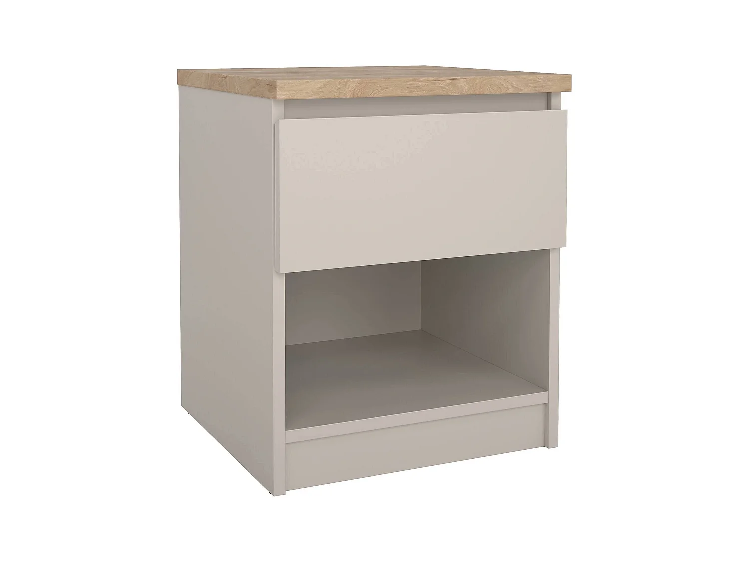 Table de nuit Solantra, 2 Étagères, 40x40.4x49.5h cm Beige
