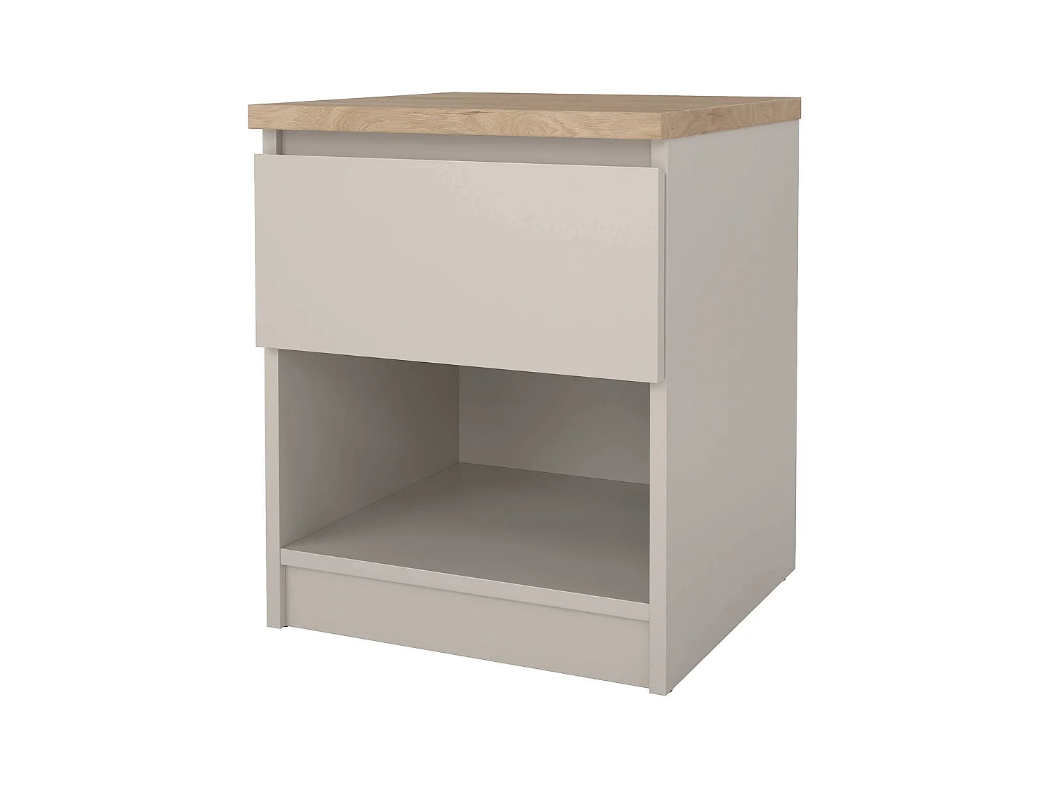 Table de nuit Solantra, 2 Étagères, 40x40.4x49.5h cm Beige