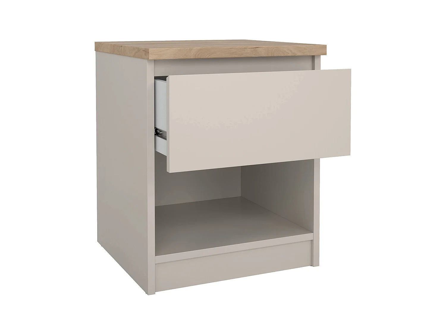 Table de nuit Solantra, 2 Étagères, 40x40.4x49.5h cm Beige