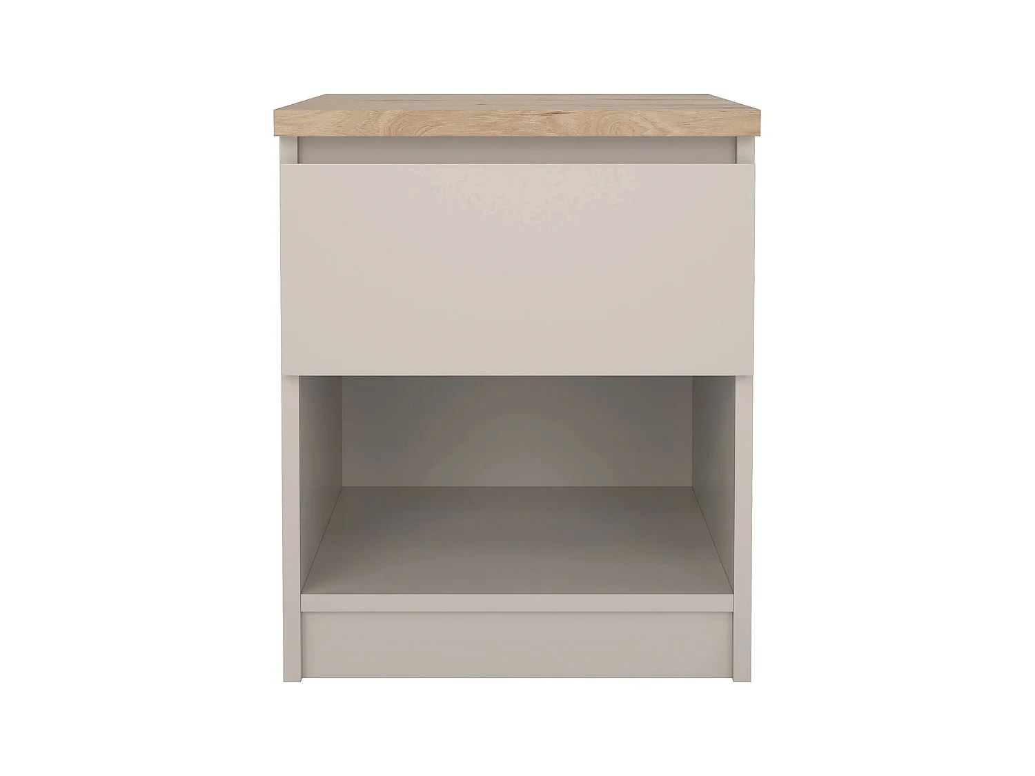 Table de nuit Solantra, 2 Étagères, 40x40.4x49.5h cm Beige