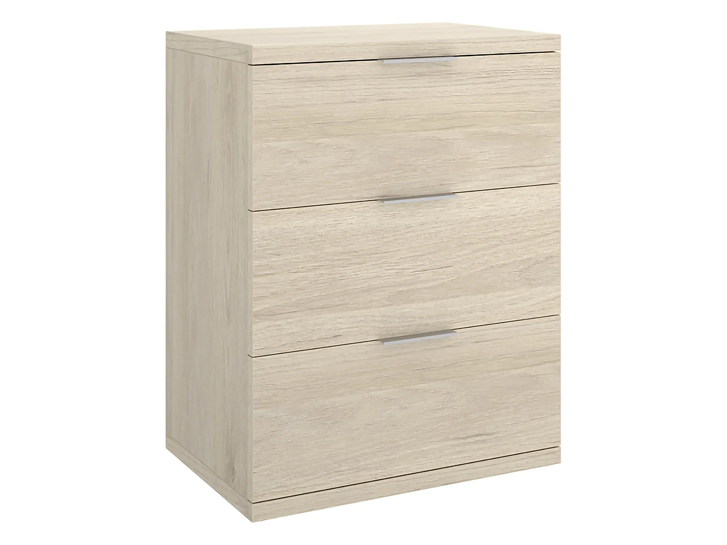 Comodino Sturgis, 3 Cassetti, 34x42x57h cm Marrone Rovere, un Ripiano, Piedini abs Antirumore e Antigraffio