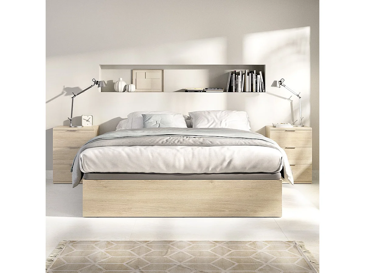 Comodino Sturgis, 3 Cassetti, 34x42x57h cm Marrone Rovere, un Ripiano, Piedini abs Antirumore e Antigraffio