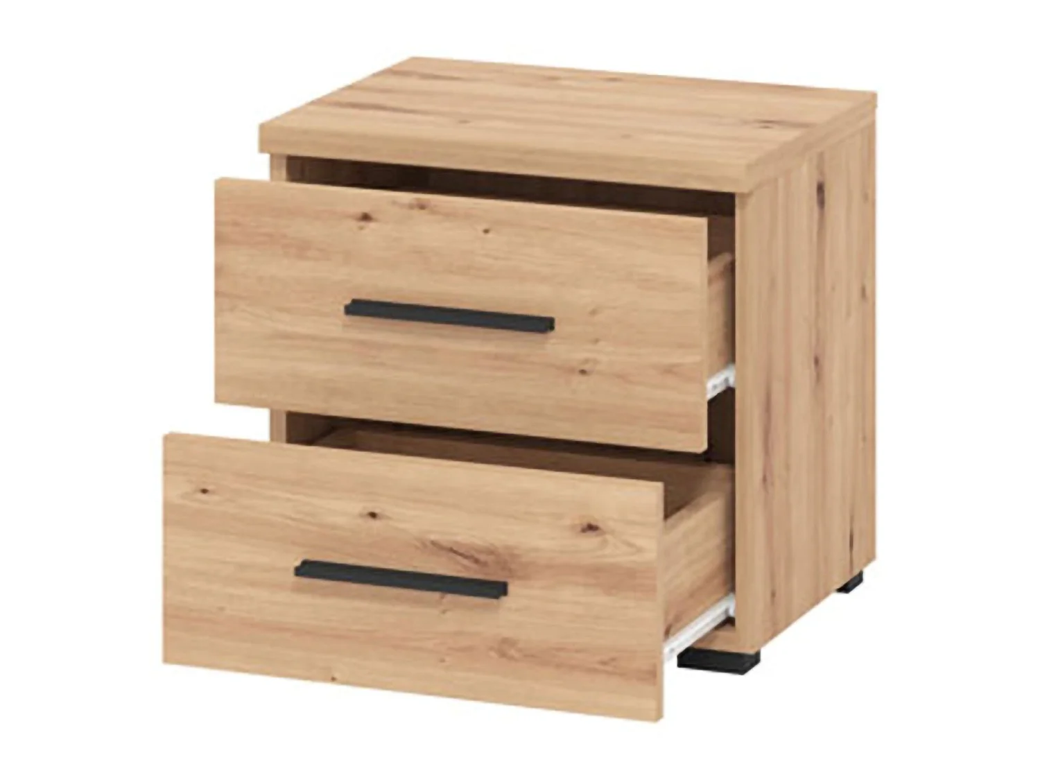 Comodino Uzzano, 2 Cassetti, 45x34x43h cm Marrone Rovere Nodi, un Ripiano, Apertura Scorrevole