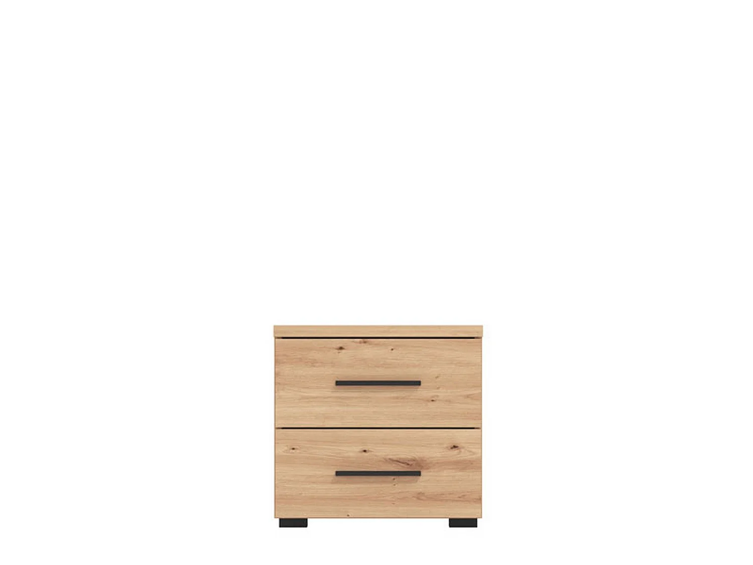Comodino Uzzano, 2 Cassetti, 45x34x43h cm Marrone Rovere Nodi, un Ripiano, Apertura Scorrevole