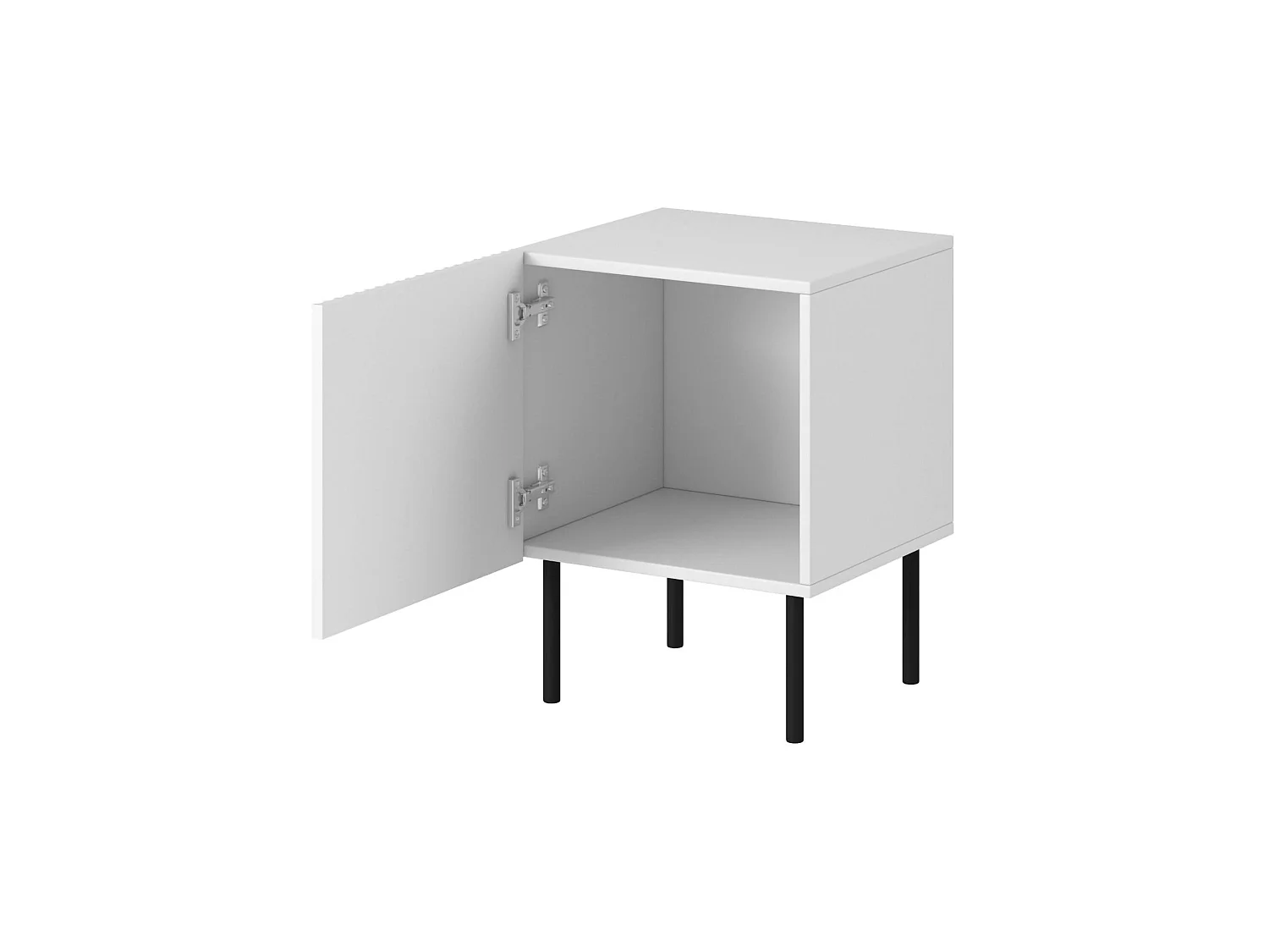 Nachtkastje, 1 plank, 45x40x51h cm wit, scharnierdeur, 1 deur