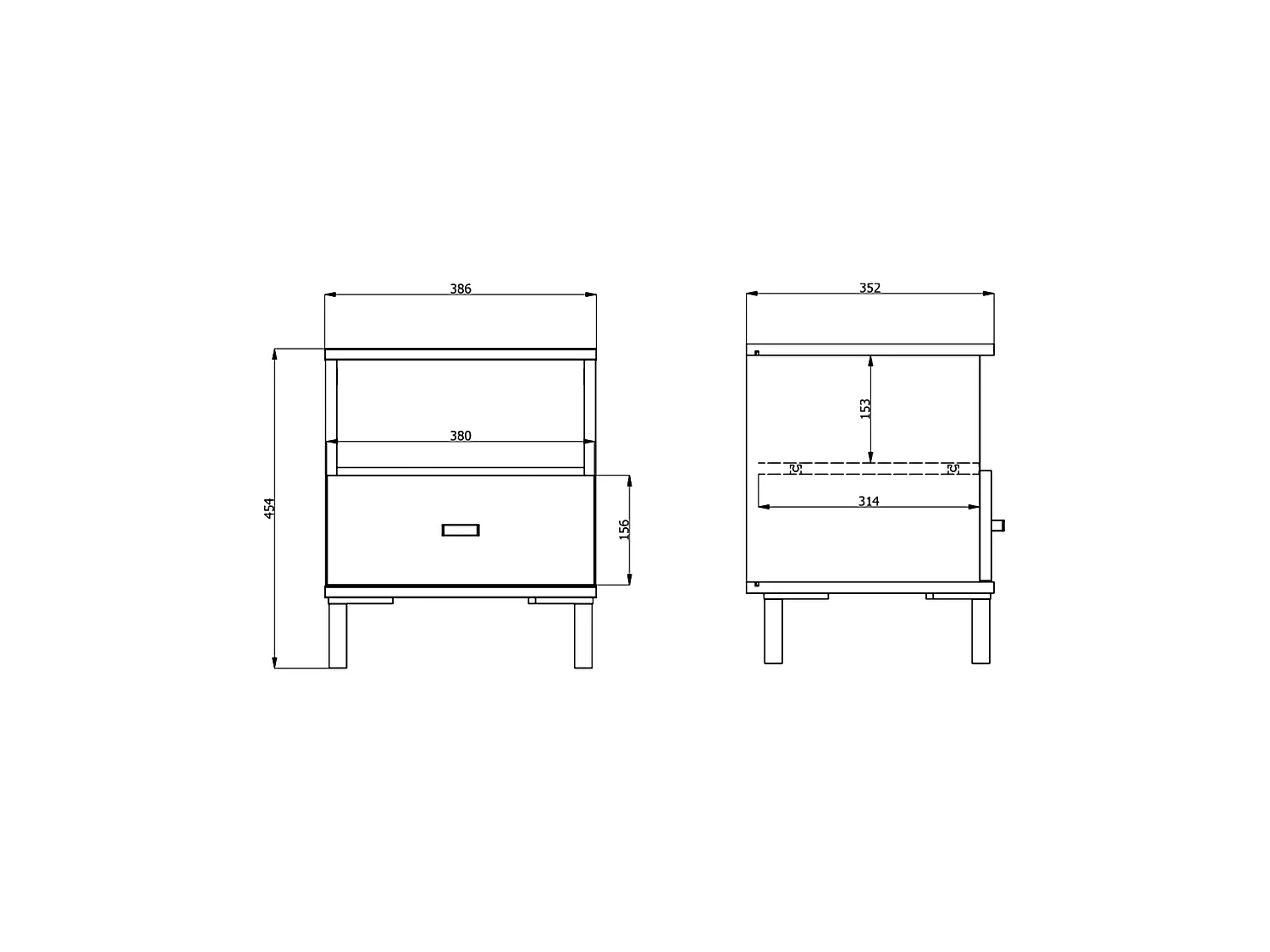 Comodino Ghadam, un Cassetto, 39x35x45h cm Bianco Crema, 2 Ripiani, Apertura Scorrevole