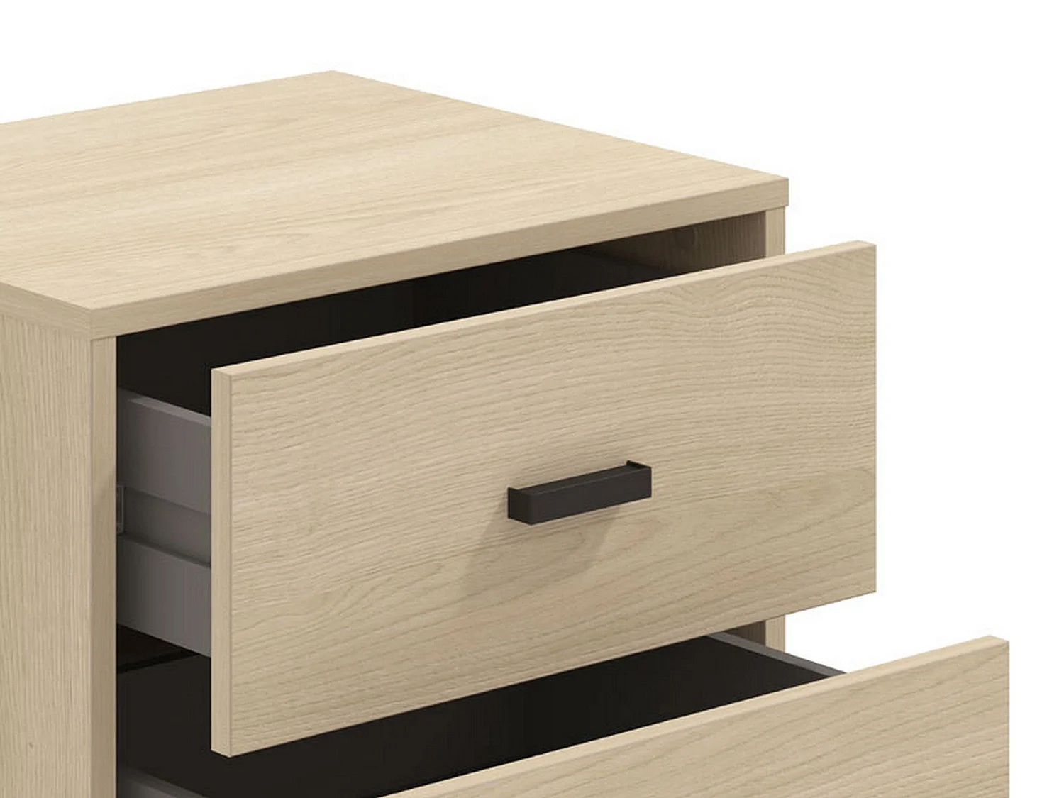 Comodino Piea, 2 Cassetti, 48x40x52h cm Marrone Rovere, un Ripiano, Apertura Scorrevole