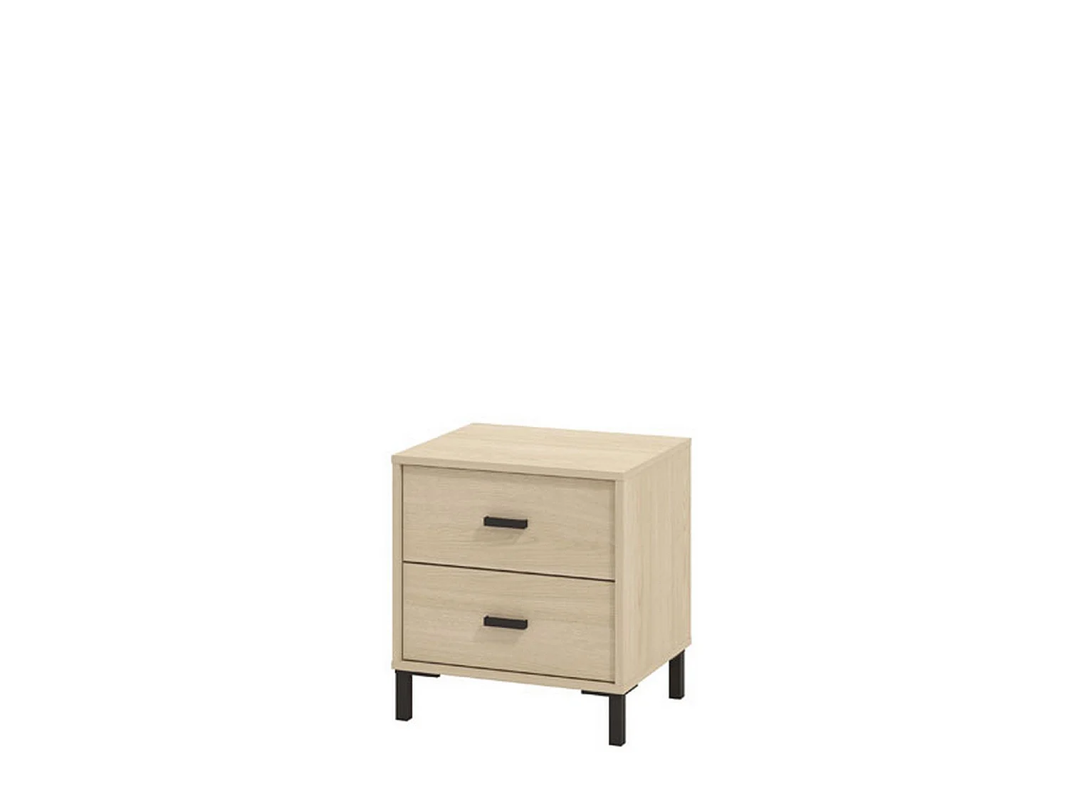 Comodino Piea, 2 Cassetti, 48x40x52h cm Marrone Rovere, un Ripiano, Apertura Scorrevole