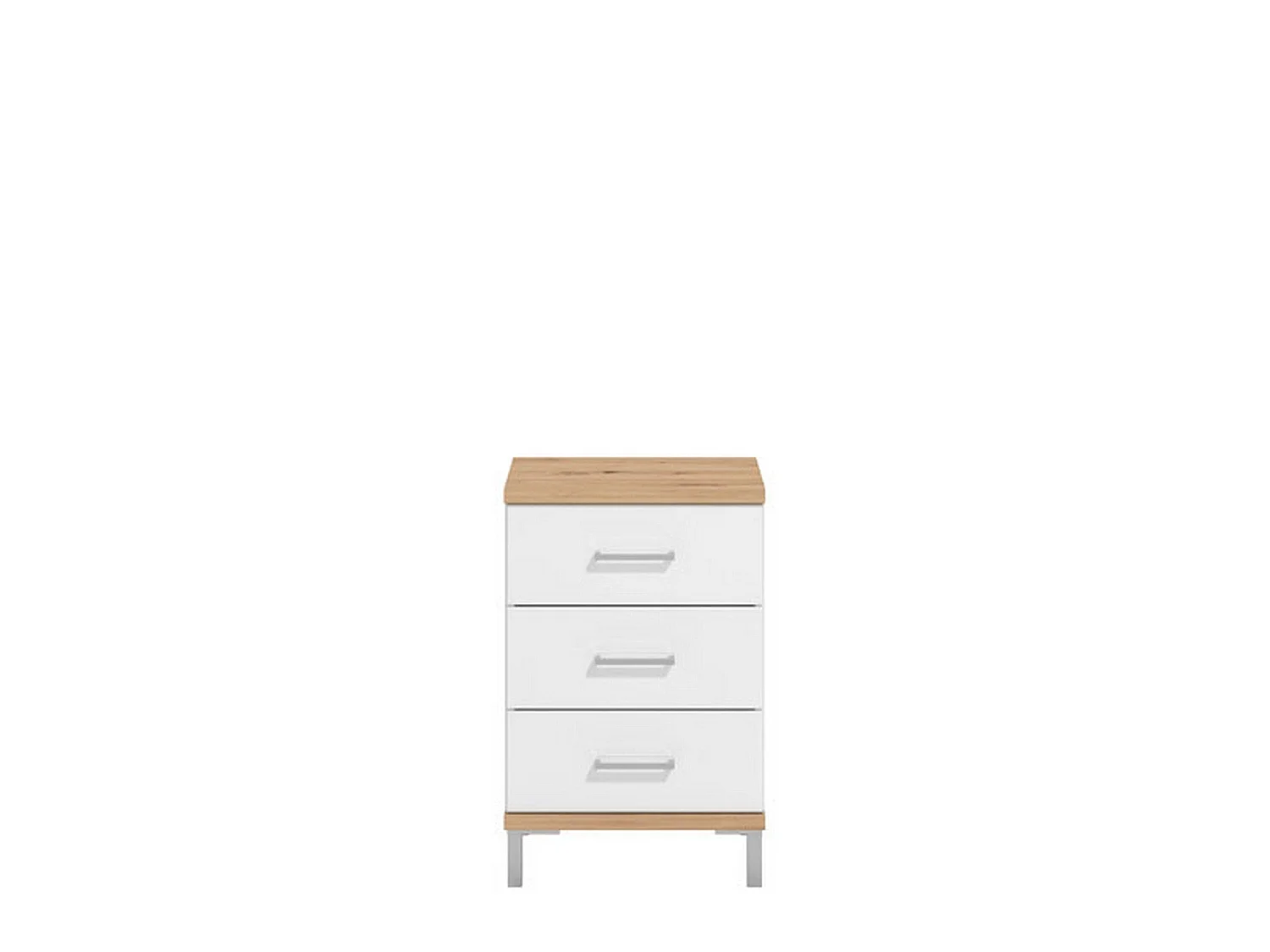 Comodino Savino, 3 Cassetti, 45x40x69h cm Bianco, un Ripiano, Apertura Scorrevole