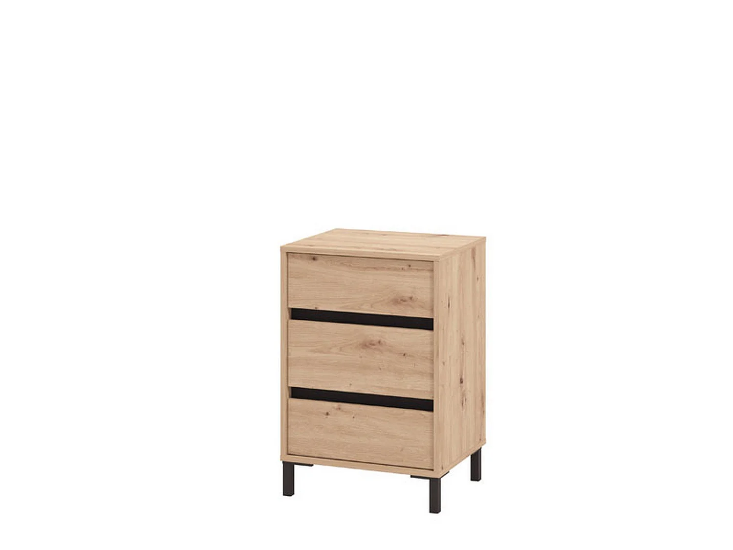 Comodino Combatte, un Ripiano, 48x40x71h cm Marrone, 3 Cassetti, Apertura Scorrevole