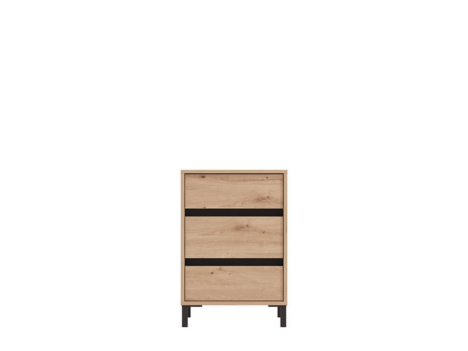 Comodino Combatte, un Ripiano, 48x40x71h cm Marrone, 3 Cassetti, Apertura Scorrevole