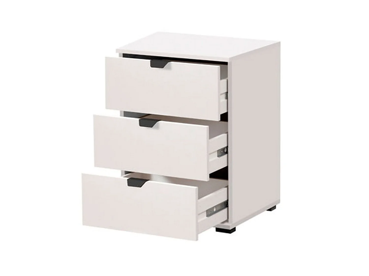 Comodino Talana, 3 Cassetti, 45x40x63h cm Bianco Crema, un Ripiano, Apertura Scorrevole