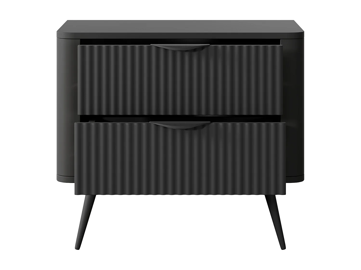 Nachttisch Baari, 2 Schubladen, 63x38x55h cm Schwarz, 1 Ablage, Schiebetür