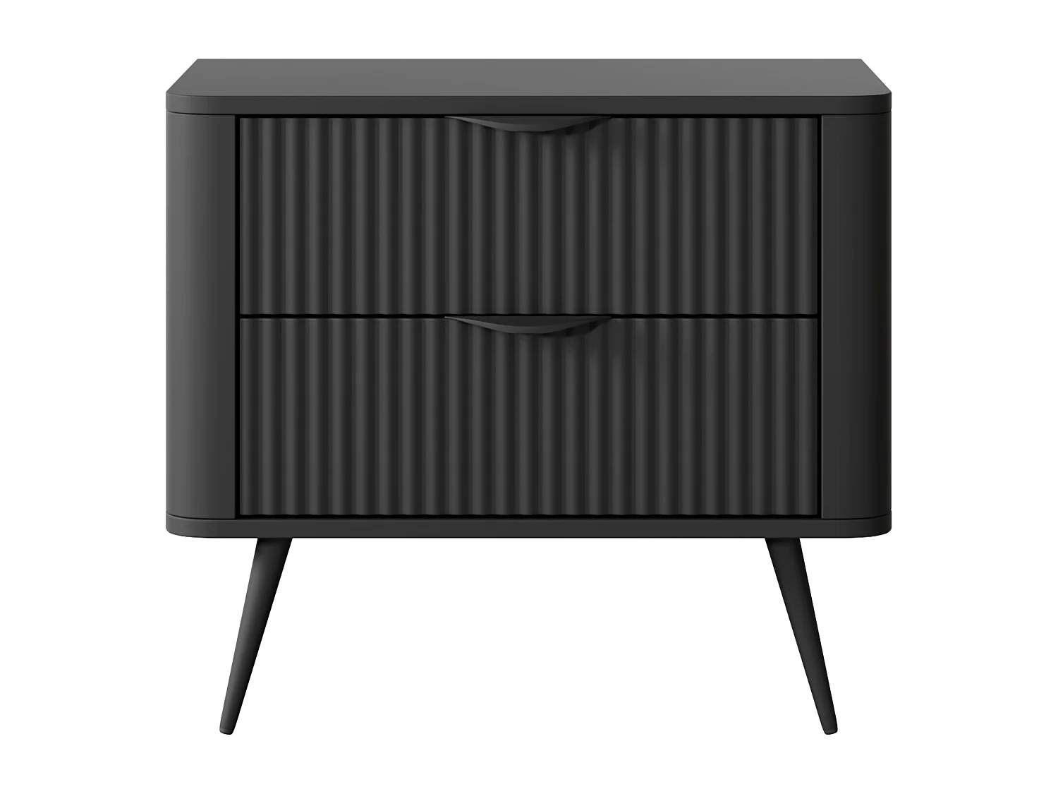 Nachttisch Baari, 2 Schubladen, 63x38x55h cm Schwarz, 1 Ablage, Schiebetür