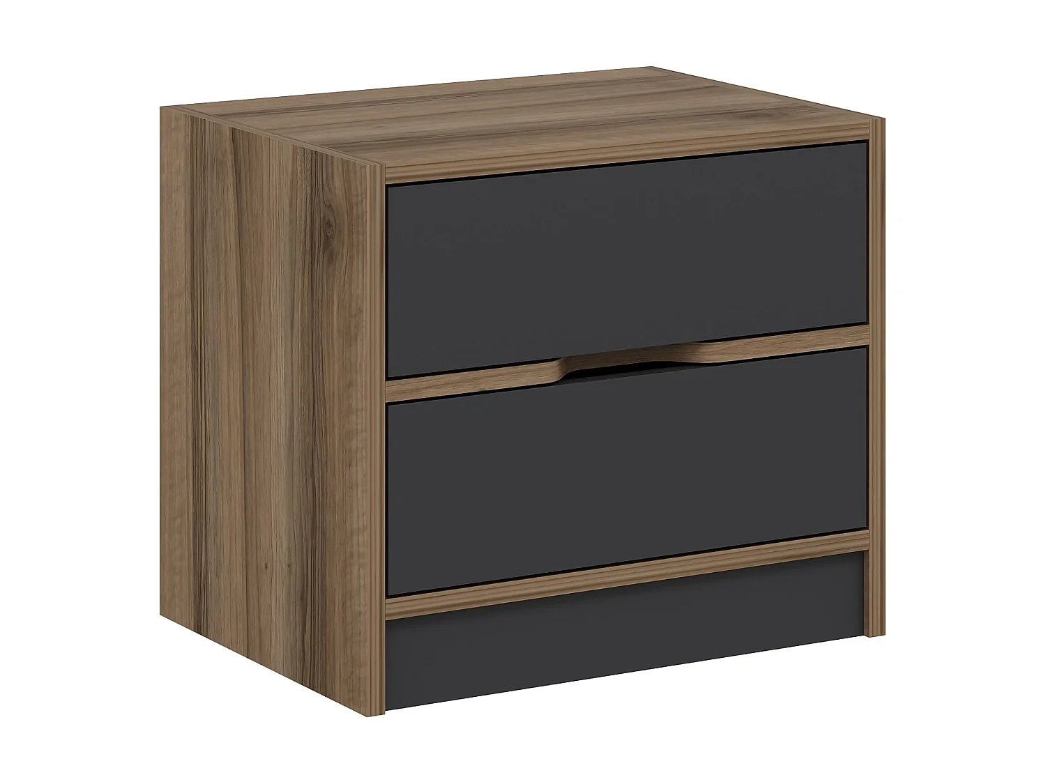 Comodino Legnago, 4 Cassetti, 54x40x47h cm Nero Antracite, Apertura Scorrevole, Chiusura Scorrevole