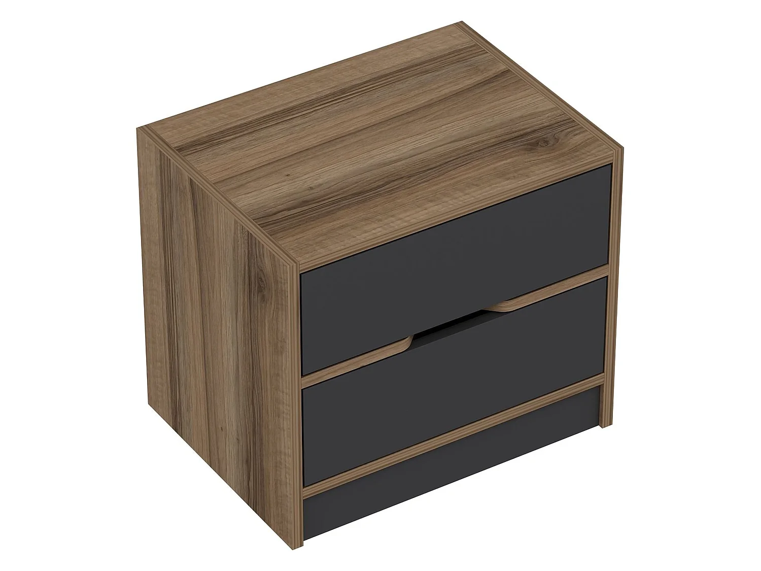 Comodino Legnago, 4 Cassetti, 54x40x47h cm Nero Antracite, Apertura Scorrevole, Chiusura Scorrevole
