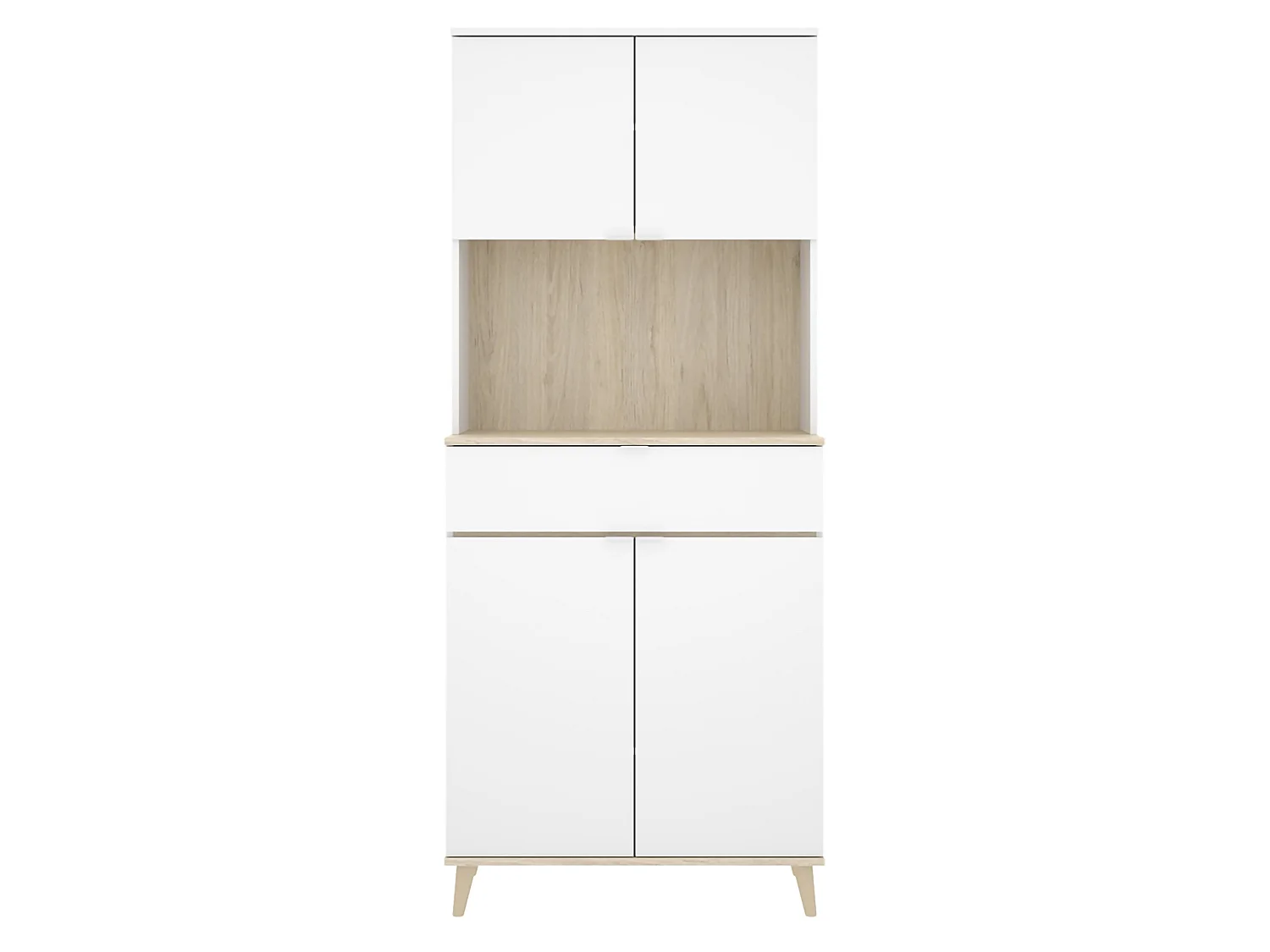 Credenza Findlay, un Cassetto, 40x60x191h cm Bianco, Madia, 4 Ripiani, Apertura Battente, Scorrevole