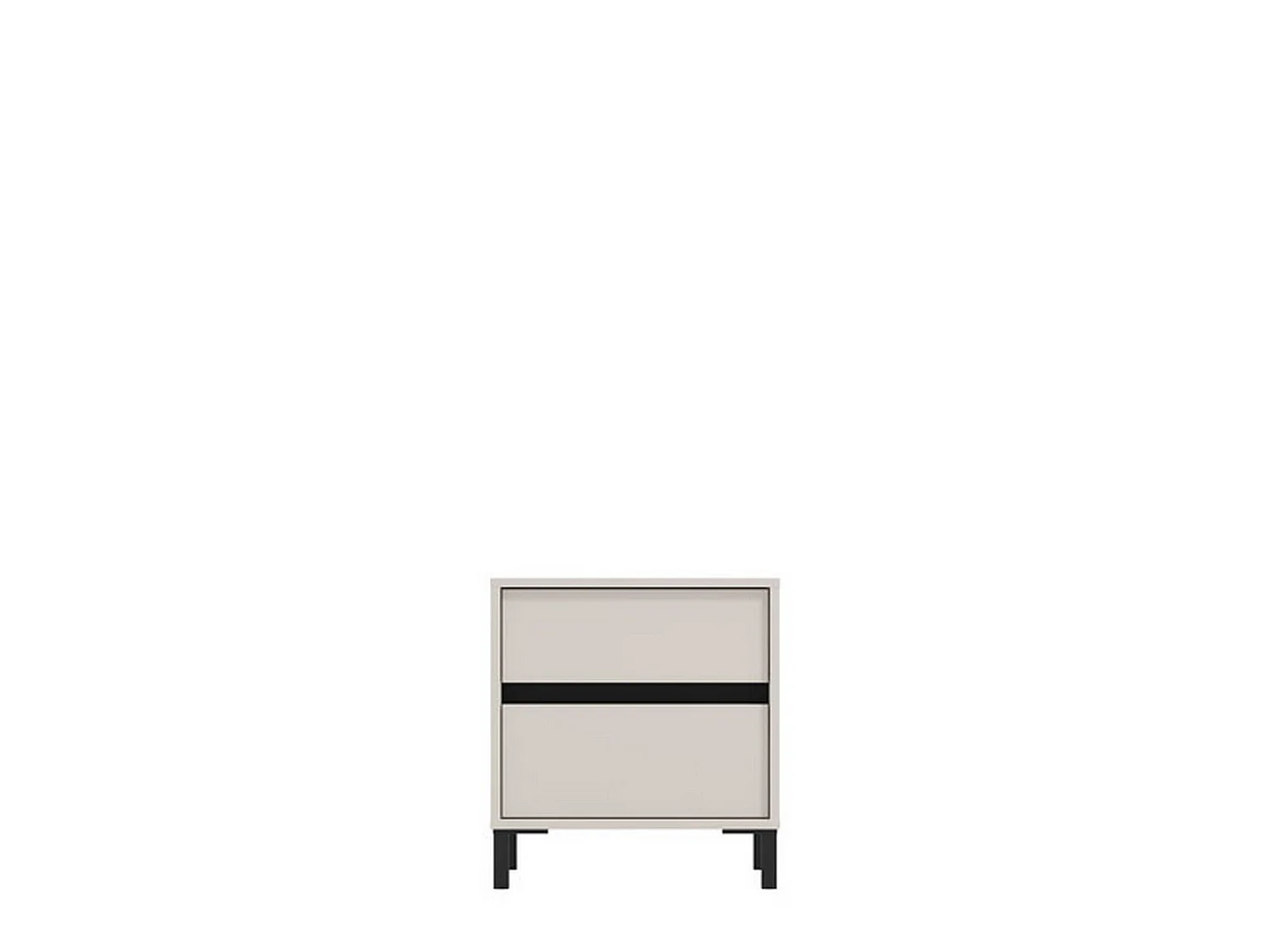 Comodino Combatte, un Ripiano, 48x40x55h cm Bianco, 2 Cassetti, Apertura Scorrevole