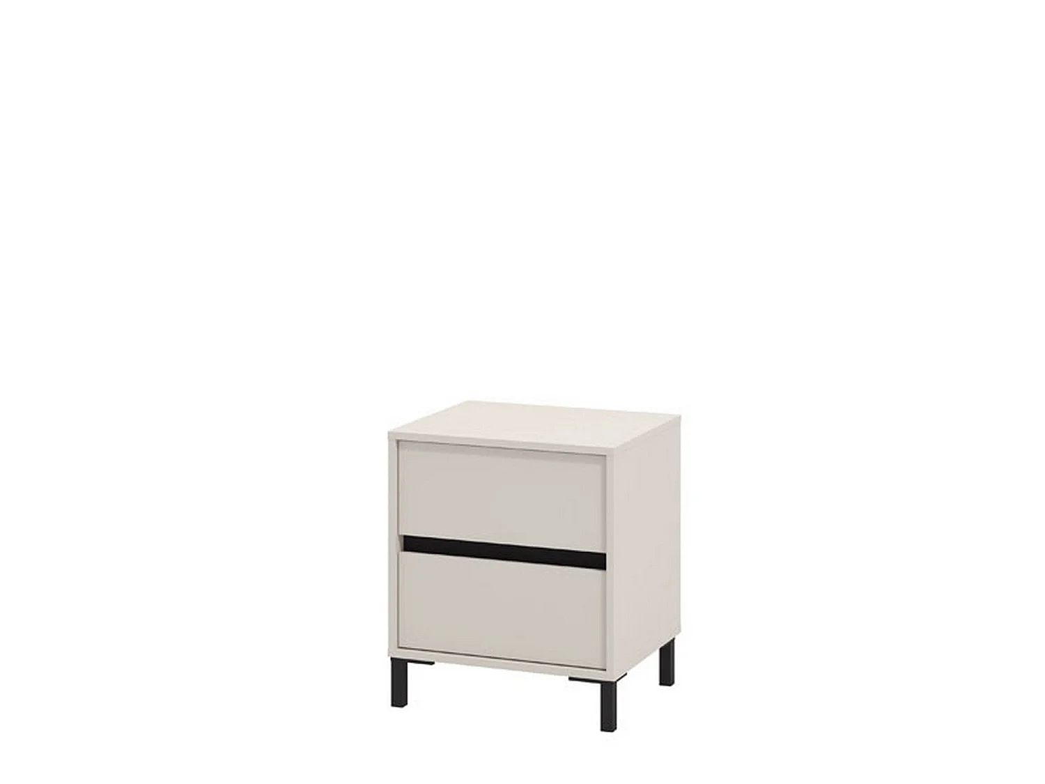 Comodino Combatte, un Ripiano, 48x40x55h cm Bianco, 2 Cassetti, Apertura Scorrevole