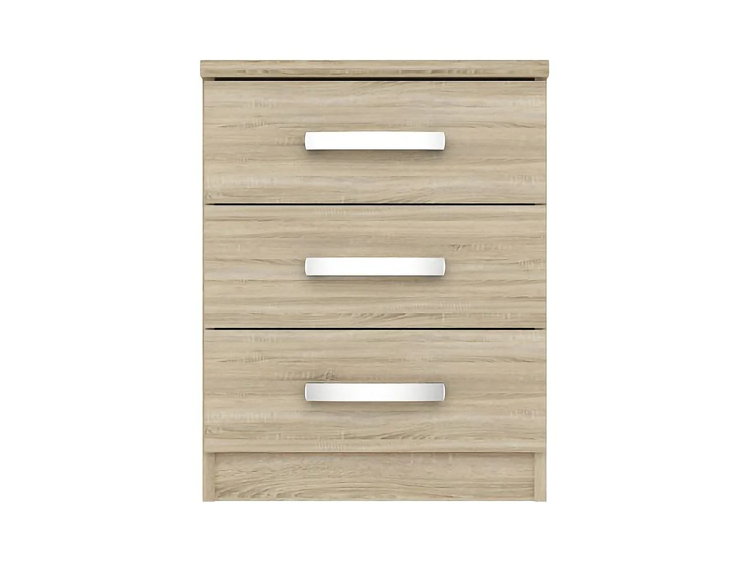Comodino Lebale, 3 Cassetti, 46x43x59h cm Marrone Rovere, Apertura Scorrevole, Chiusura Scorrevole