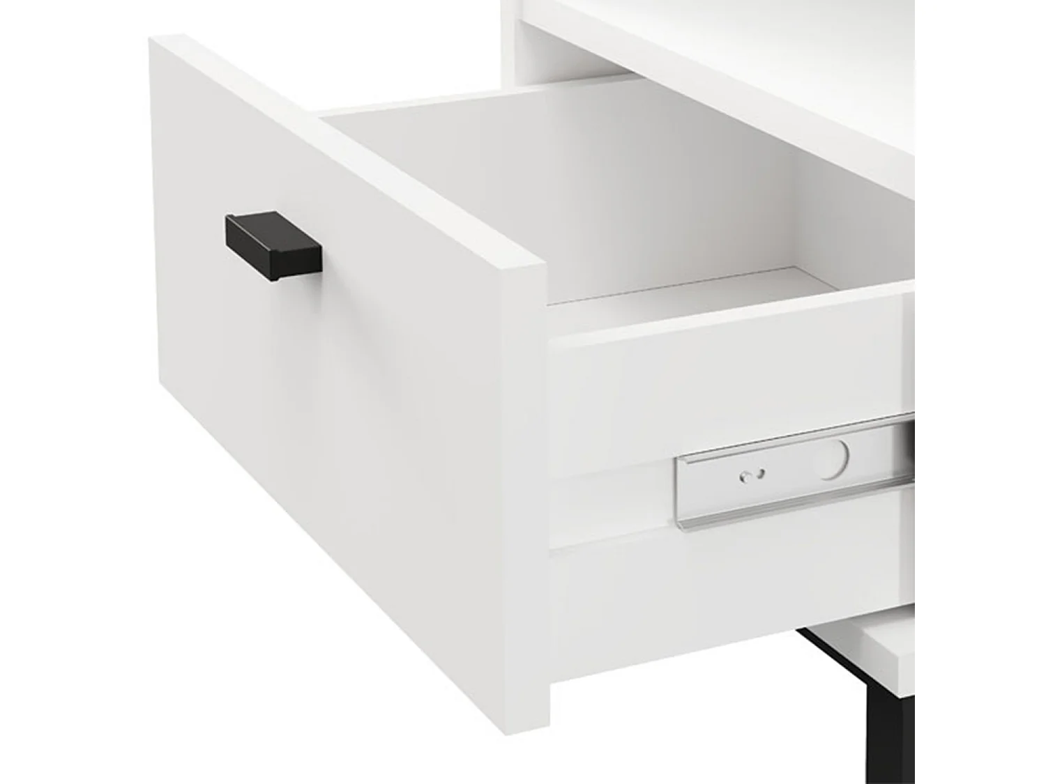 Comodino Jinja, un Cassetto, 39x35x45h cm Bianco Opaco, 2 Ripiani, Apertura Scorrevole