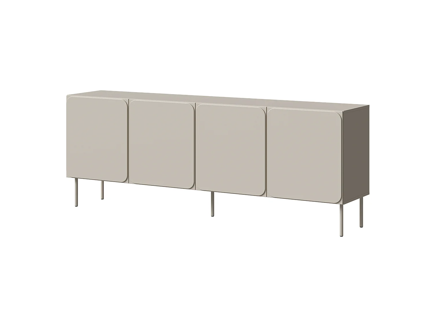 Crédence Canin, 2 étagères, 200x42x75h cm Beige, Buffet, Portes battantes, 4 portes