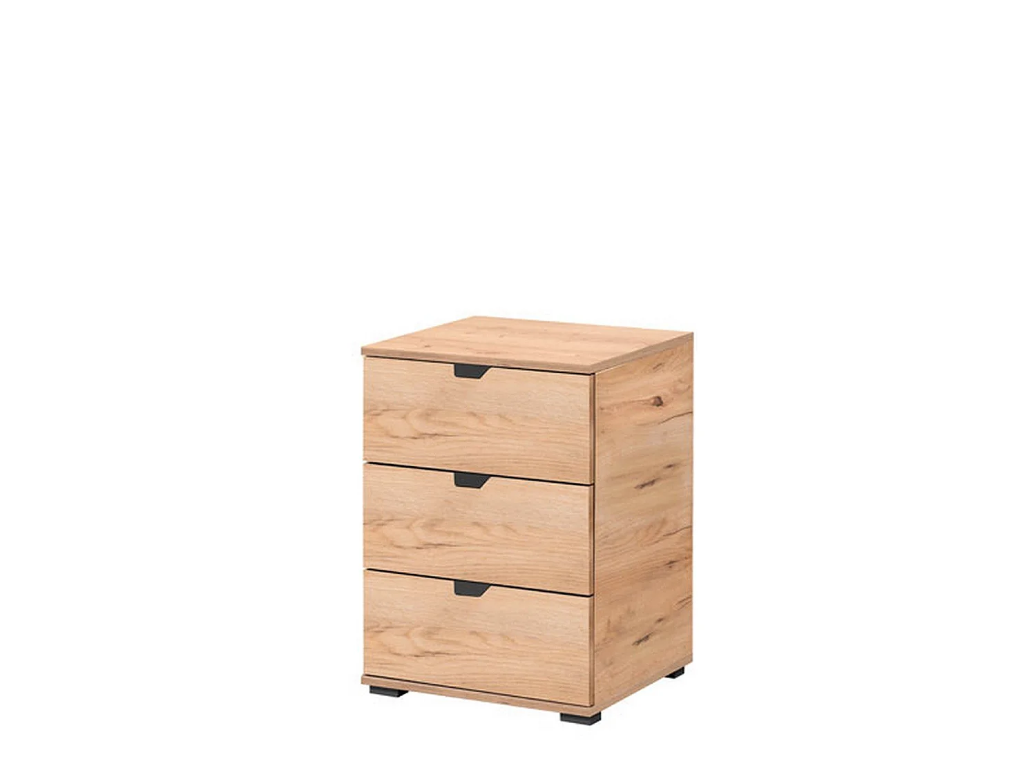Comodino Talana, 3 Cassetti, 45x40x63h cm Marrone Rovere Nodi, un Ripiano, Apertura Scorrevole