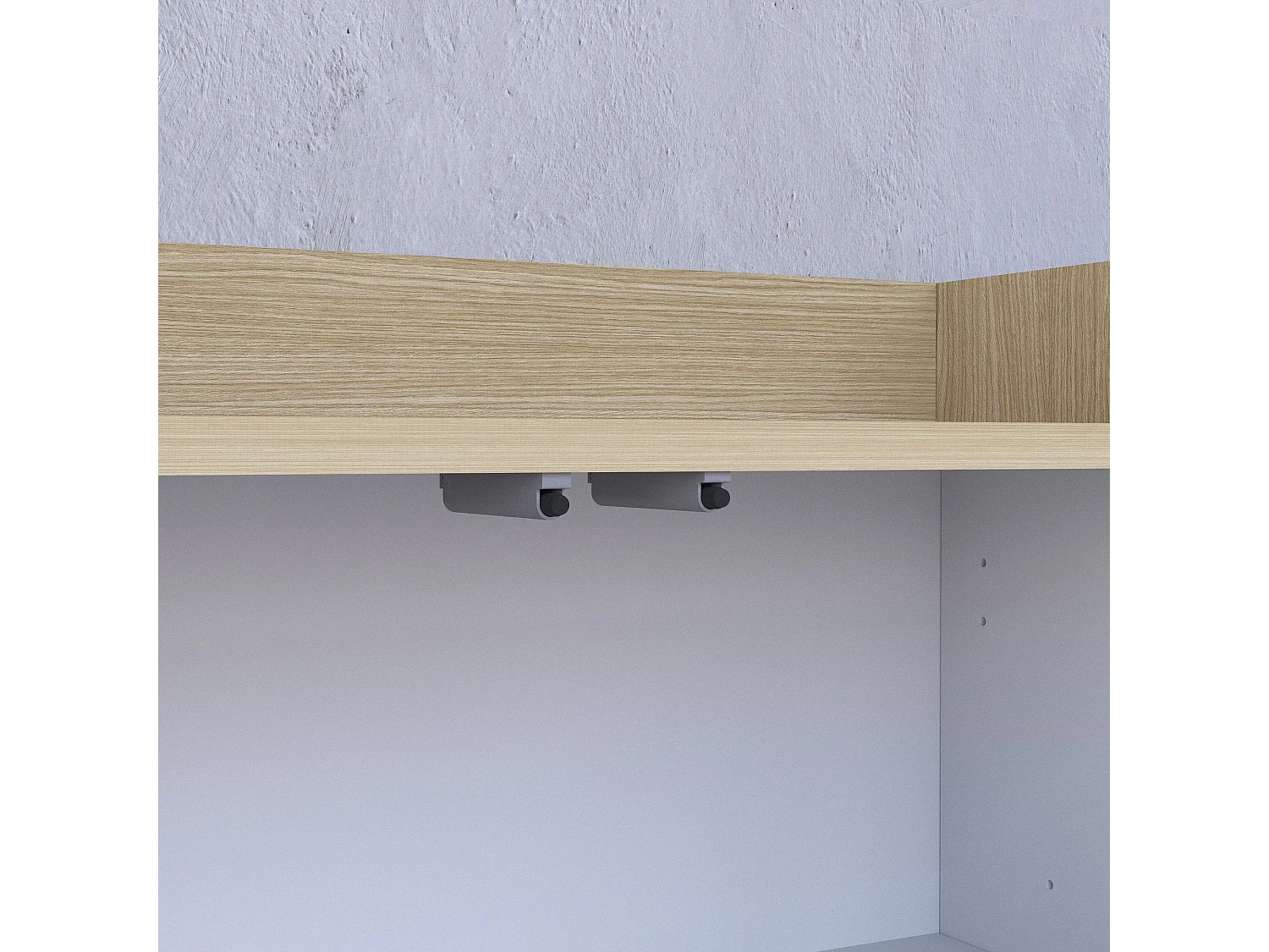 Credenza Cordele, 7 Ripiani Made in Italy, 200x35x70h cm Bianco Cashmere, Madia, Apertura Battente, 5 Ante