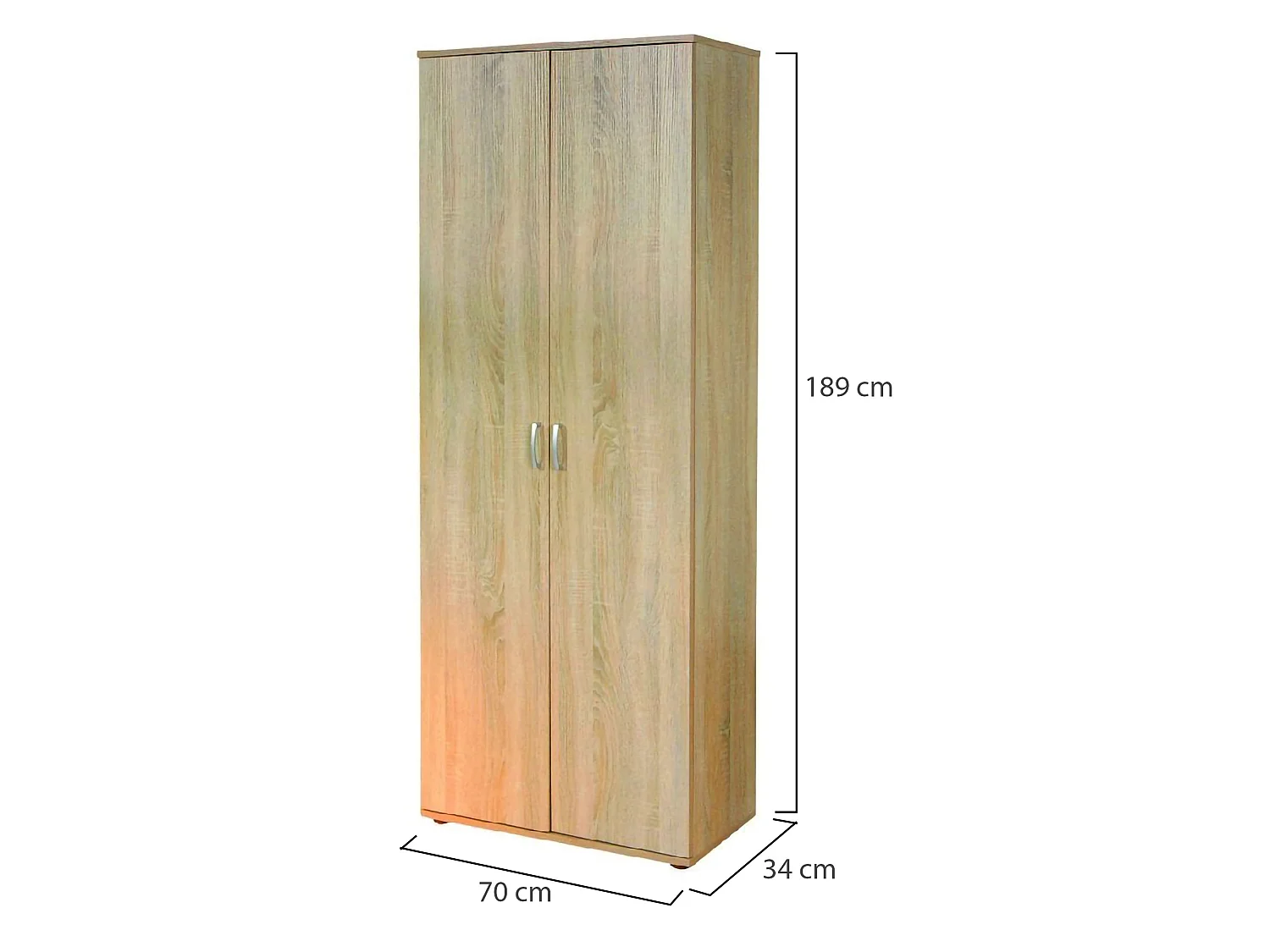 Armoire Polyvalente 2 Portes Dmcilro, 5 Étagères, 34x189h cm Beige
