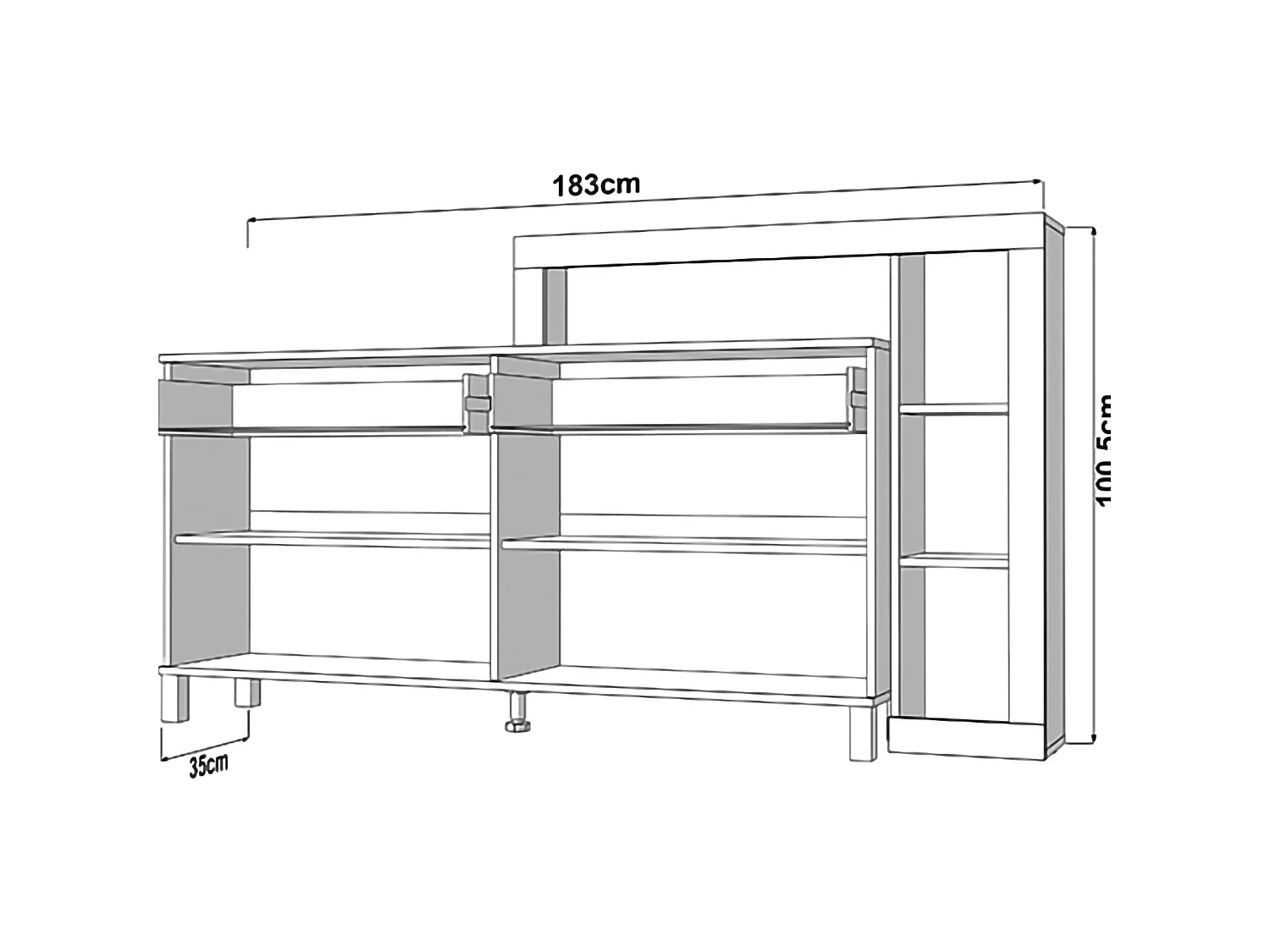 Credenza Chefch, 2 Cassetti, 183x35x101h cm Marrone Rovere Nodi, Madia, 5 Ripiani, Apertura Battente, Scorrevole