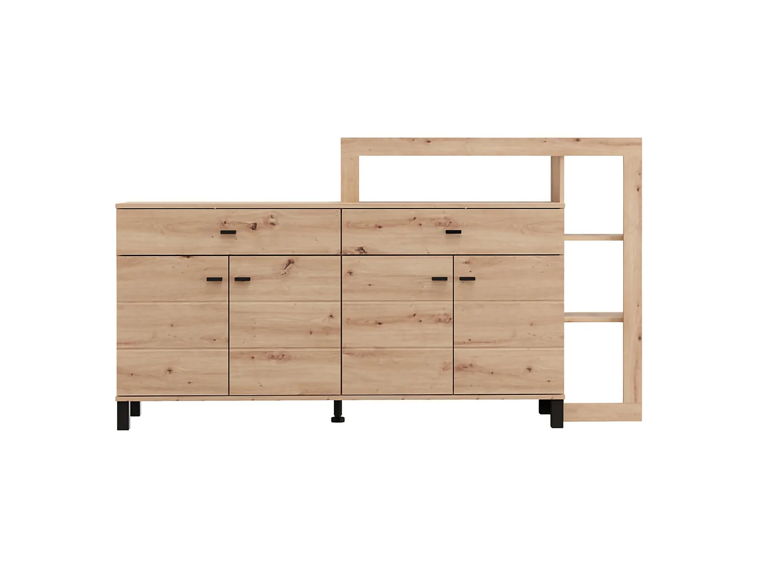 Credenza Chefch, 2 Cassetti, 183x35x101h cm Marrone Rovere Nodi, Madia, 5 Ripiani, Apertura Battente, Scorrevole