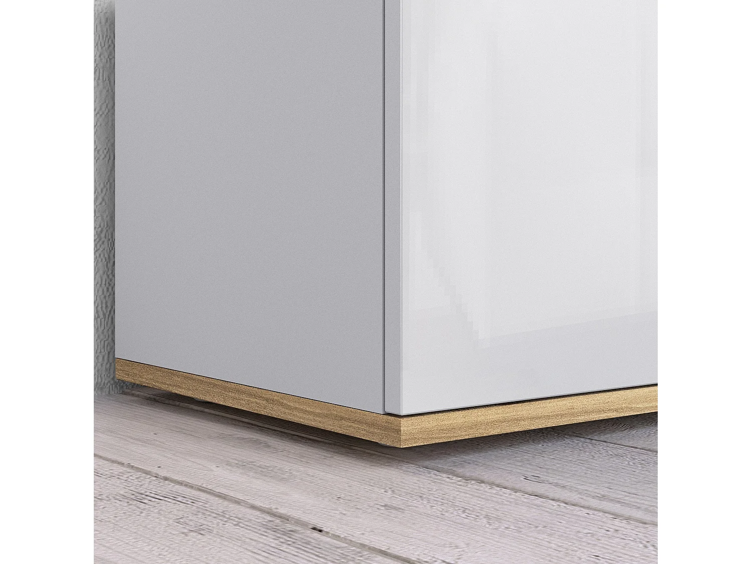 Credenza Cordele, 7 Ripiani Made in Italy, 200x35x70h cm Bianco Lucido, Madia, Apertura Battente, 5 Ante