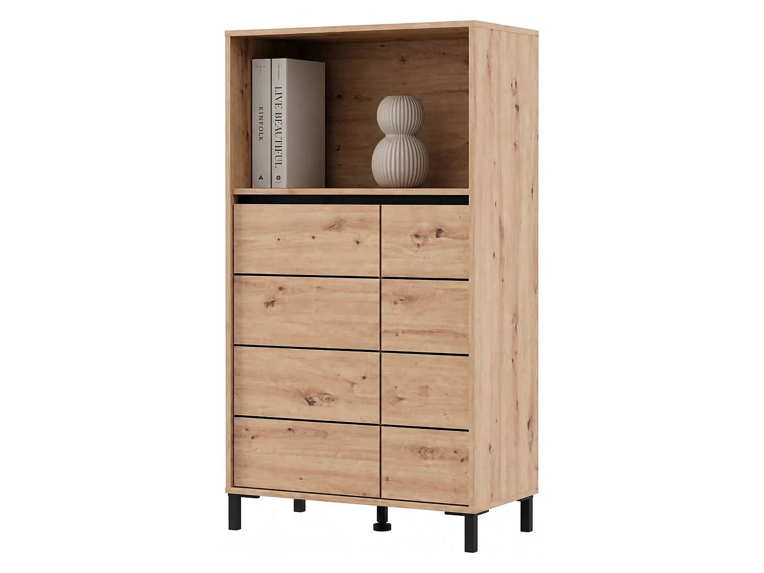 Credenza Cosoleto, 2 Ripiani, 74x40x135h cm Marrone Rovere Nodi, Madia, 3 Vani, 2 Ante