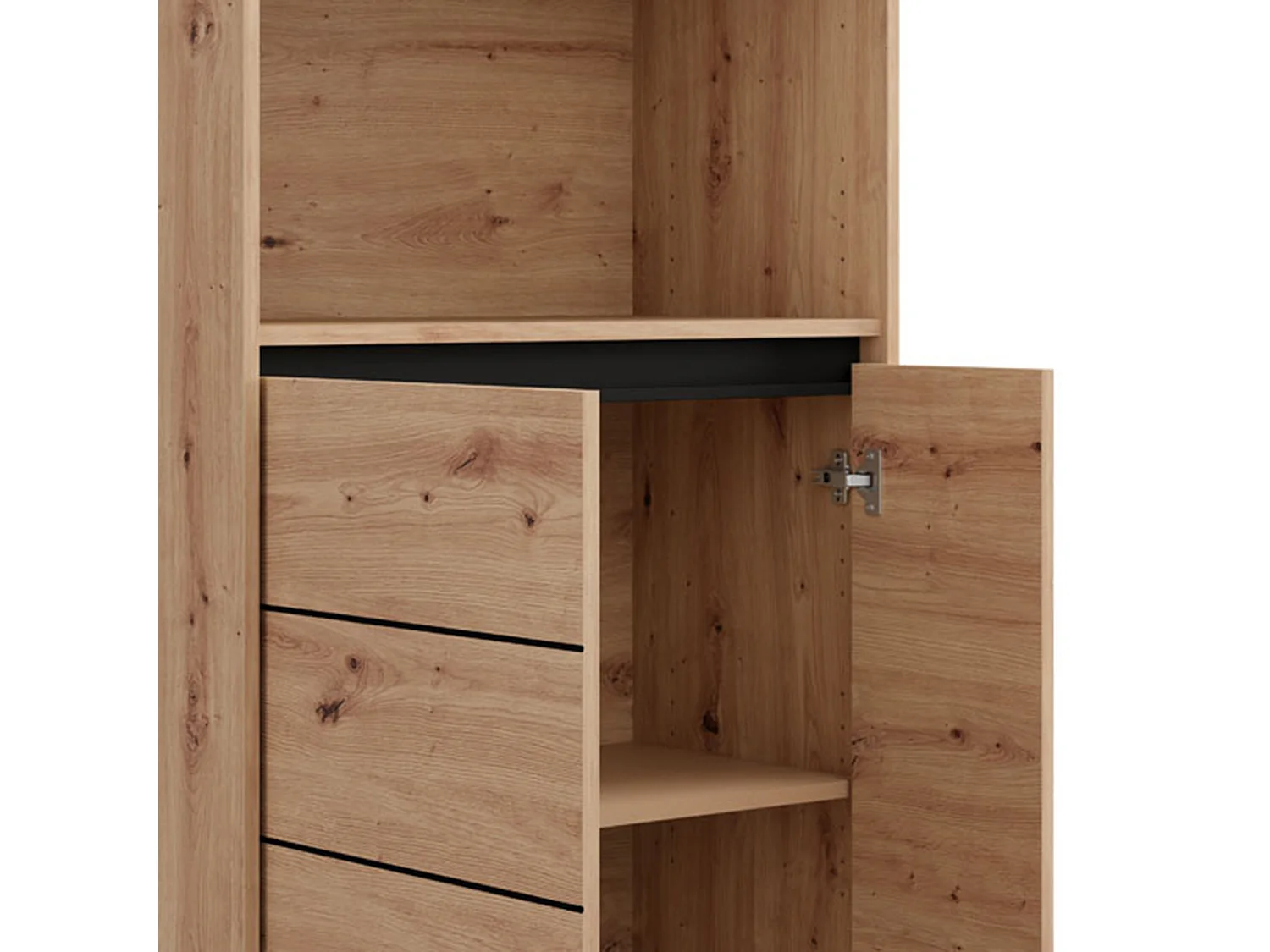 Credenza Cosoleto, 2 Ripiani, 74x40x135h cm Marrone Rovere Nodi, Madia, 3 Vani, 2 Ante