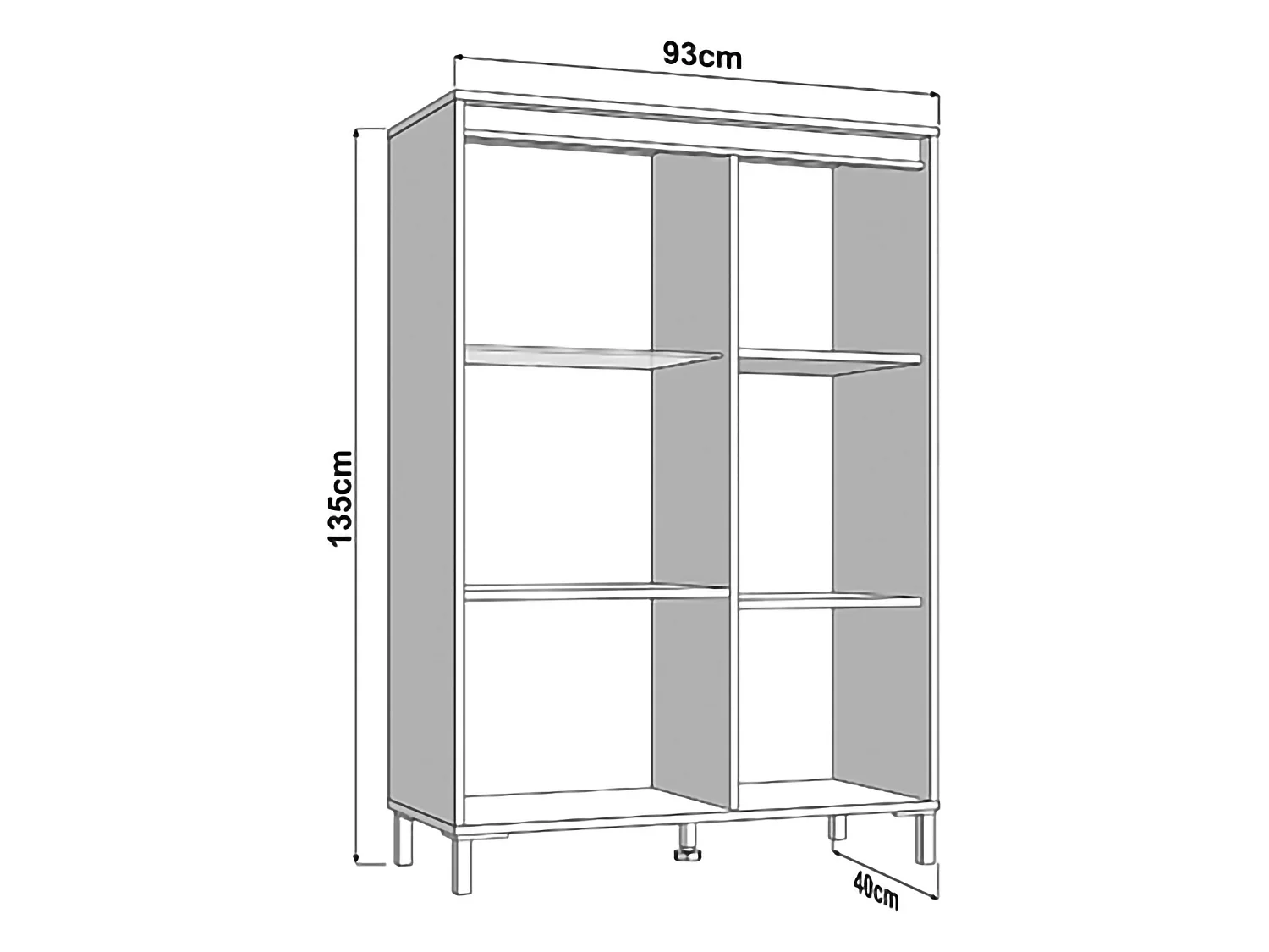 Credenza Vignate, 4 Ripiani, 93x40x135h cm Marrone Rovere Nodi, Madia, 6 Vani, 2 Ante