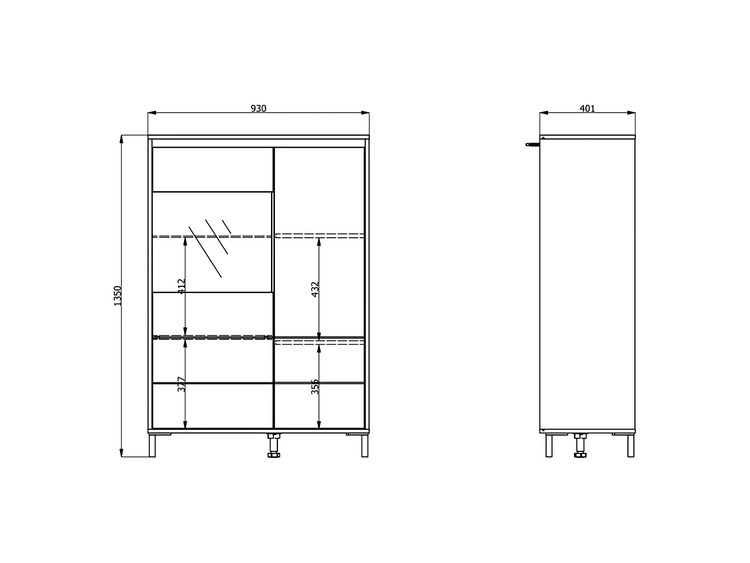 Credenza Vignate, 4 Ripiani, 93x40x135h cm Marrone Rovere Nodi, Madia, 6 Vani, 2 Ante