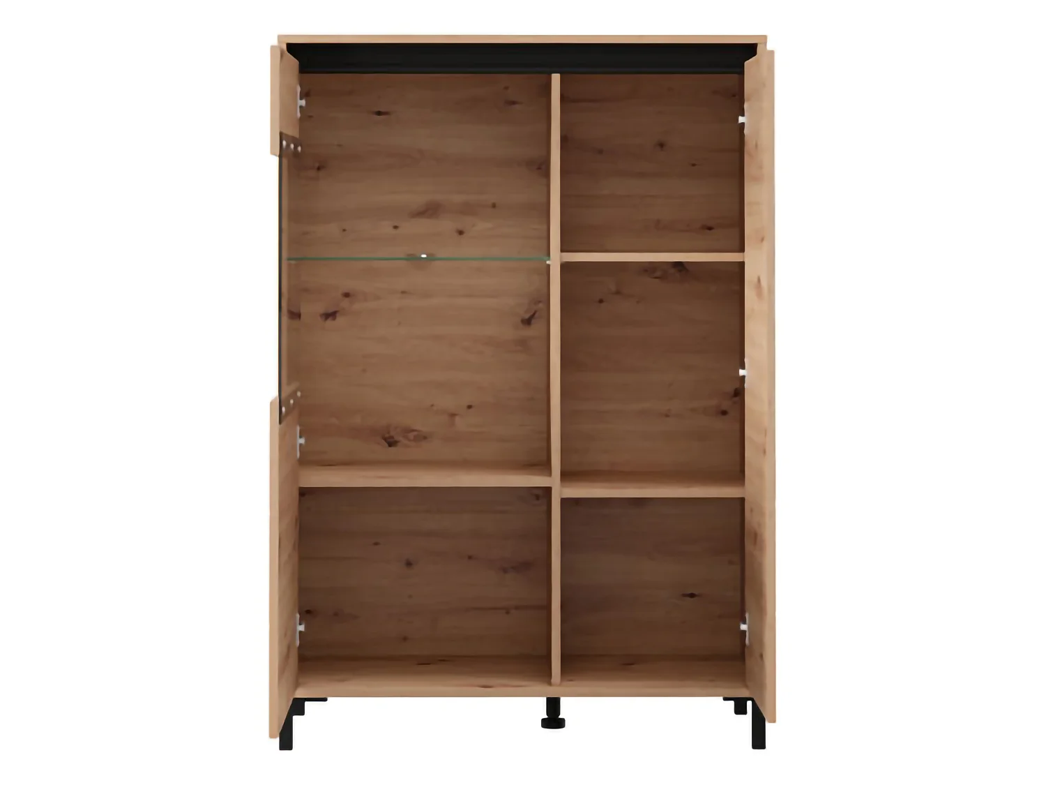 Credenza Vignate, 4 Ripiani, 93x40x135h cm Marrone Rovere Nodi, Madia, 6 Vani, 2 Ante