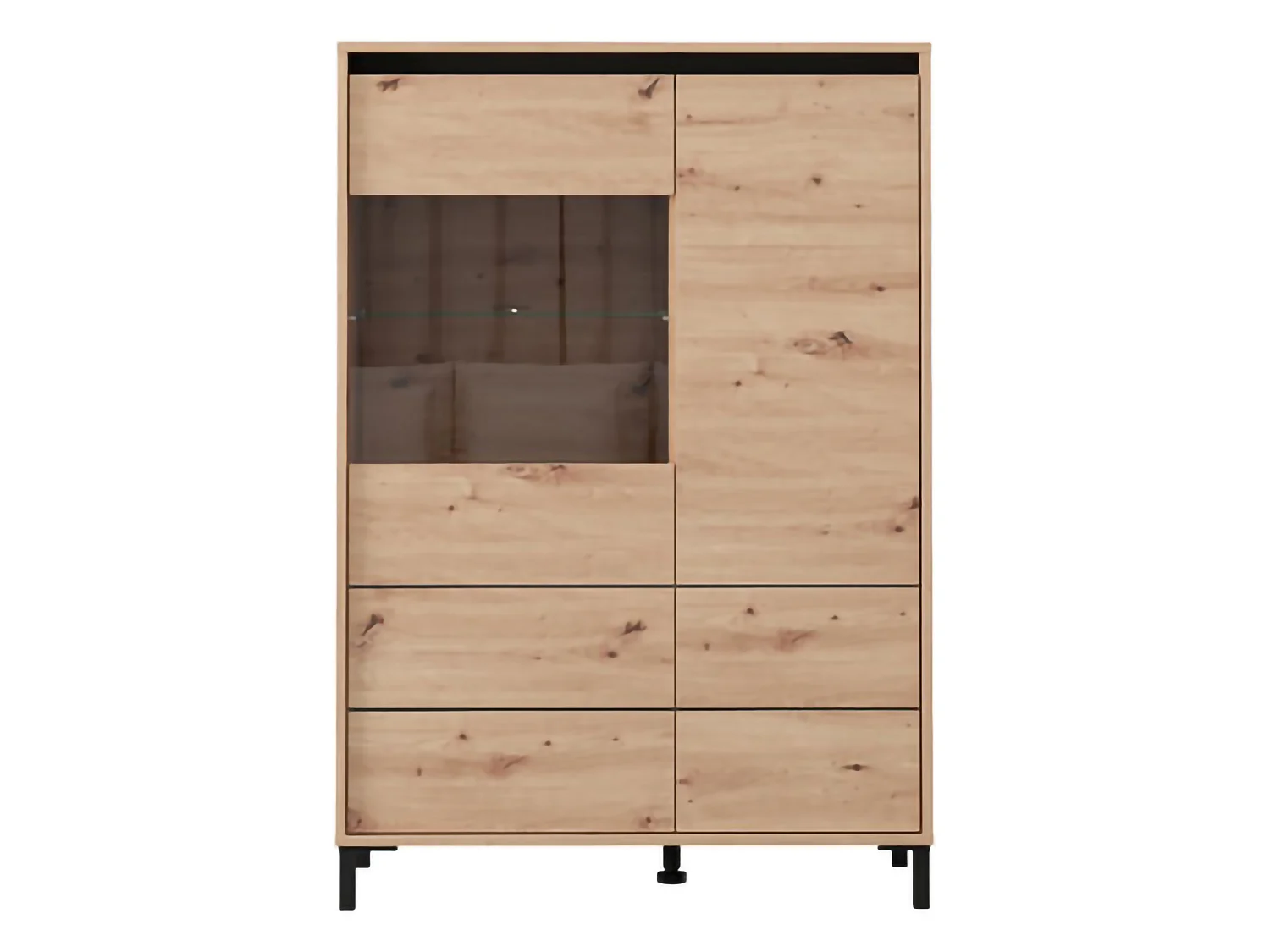 Credenza Vignate, 4 Ripiani, 93x40x135h cm Marrone Rovere Nodi, Madia, 6 Vani, 2 Ante