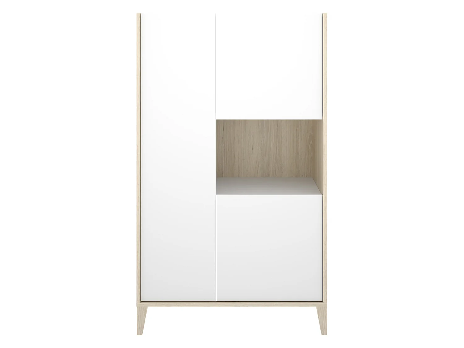 Credenza Cleburne, 4 Ripiani, 43x81x138h cm Bianco, Madia, 6 Vani, 3 Ante